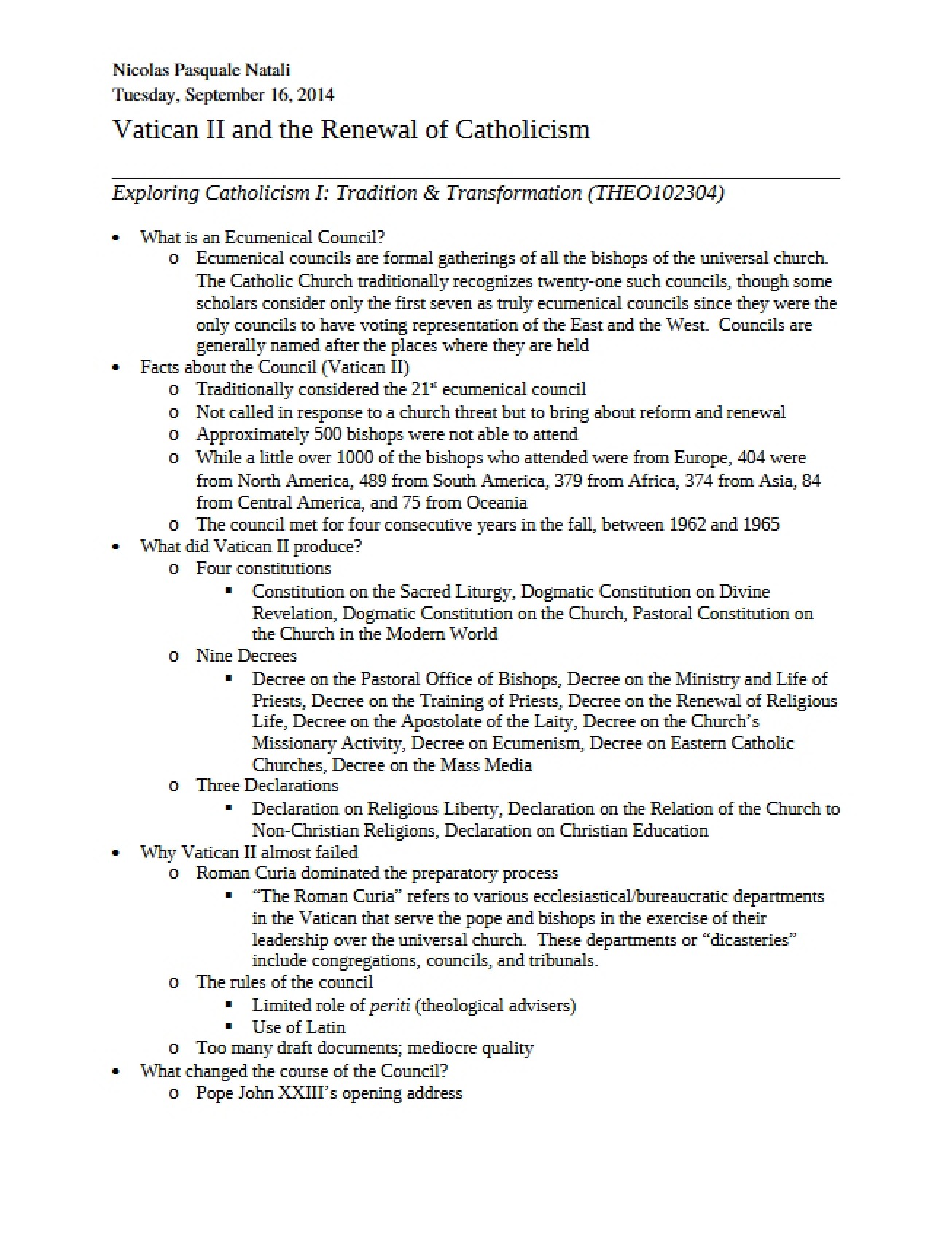 Renewal of Catholicism after Vatican II