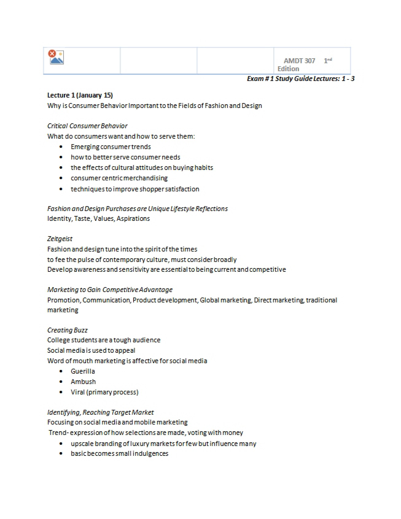 Study Guide for First Exam