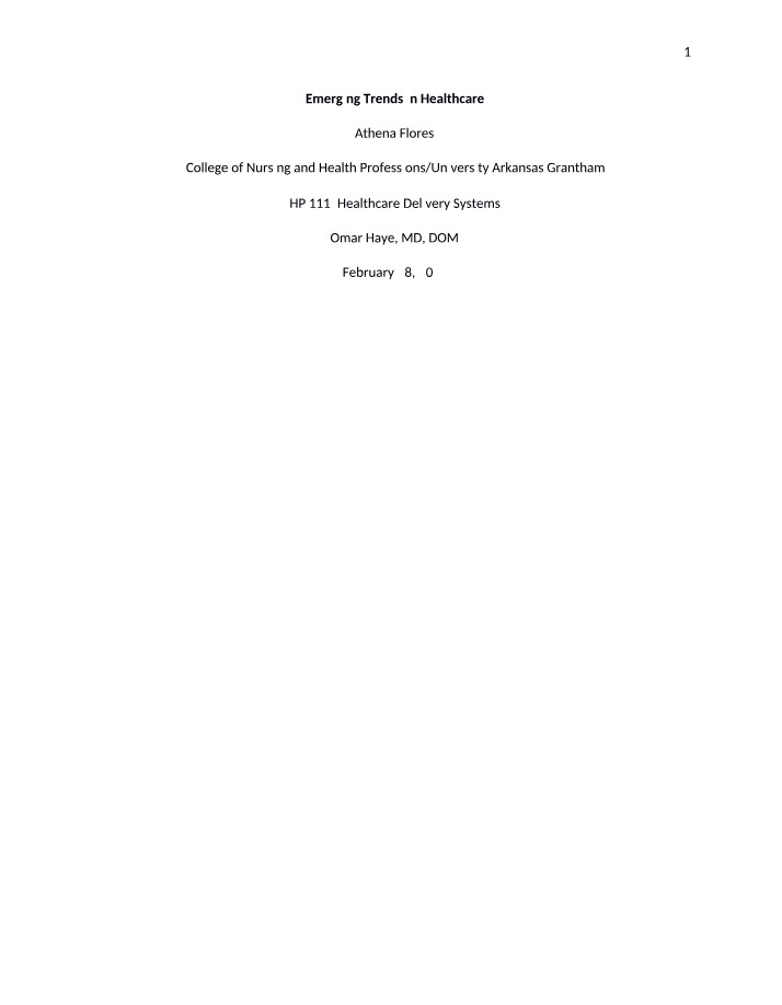 Emerging Trends in Healthcare Systems