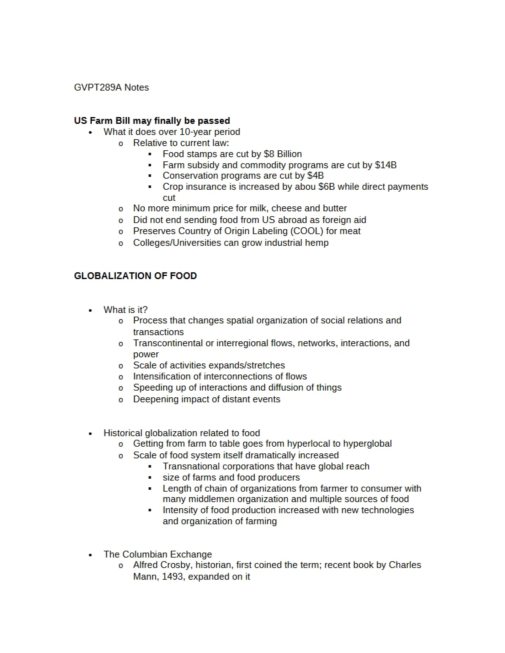Notes for GVPT 289A