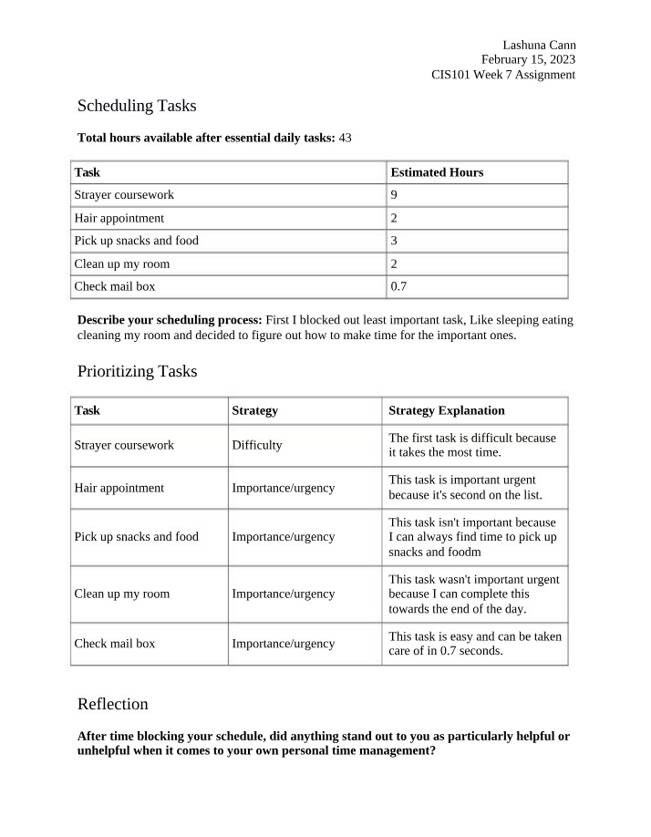 Week 7 Assignment - CIS101