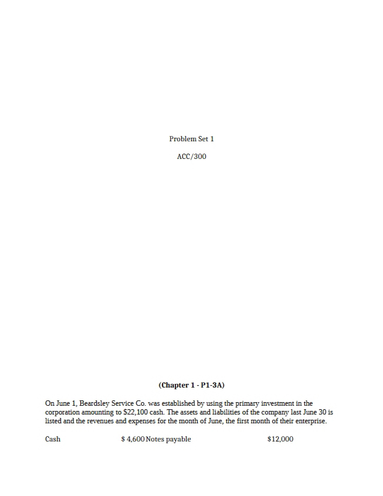 Problem Set 1 (I)