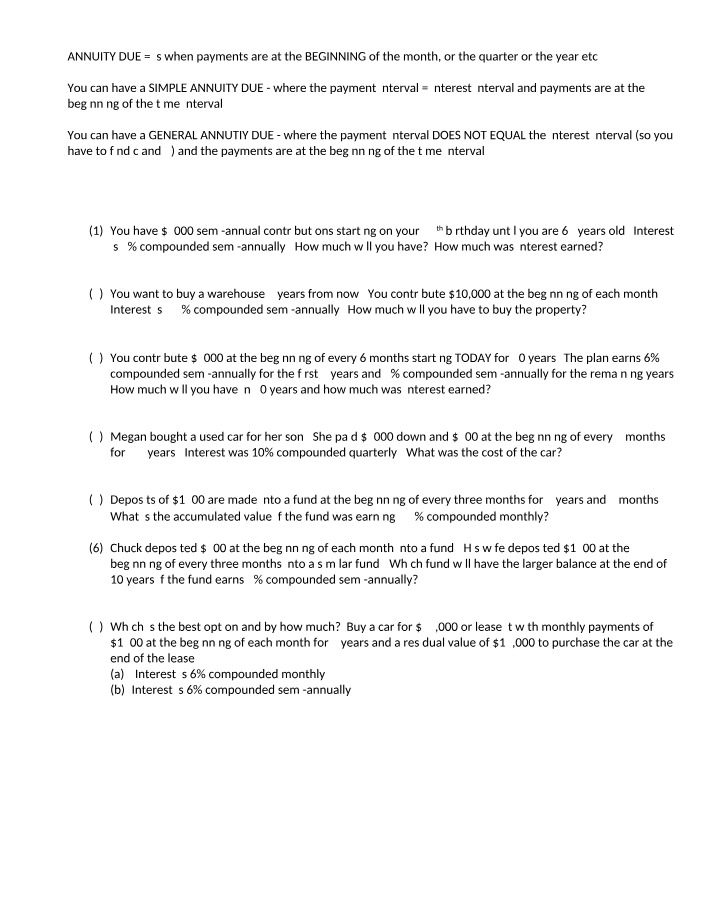 Notes on Annuity Due