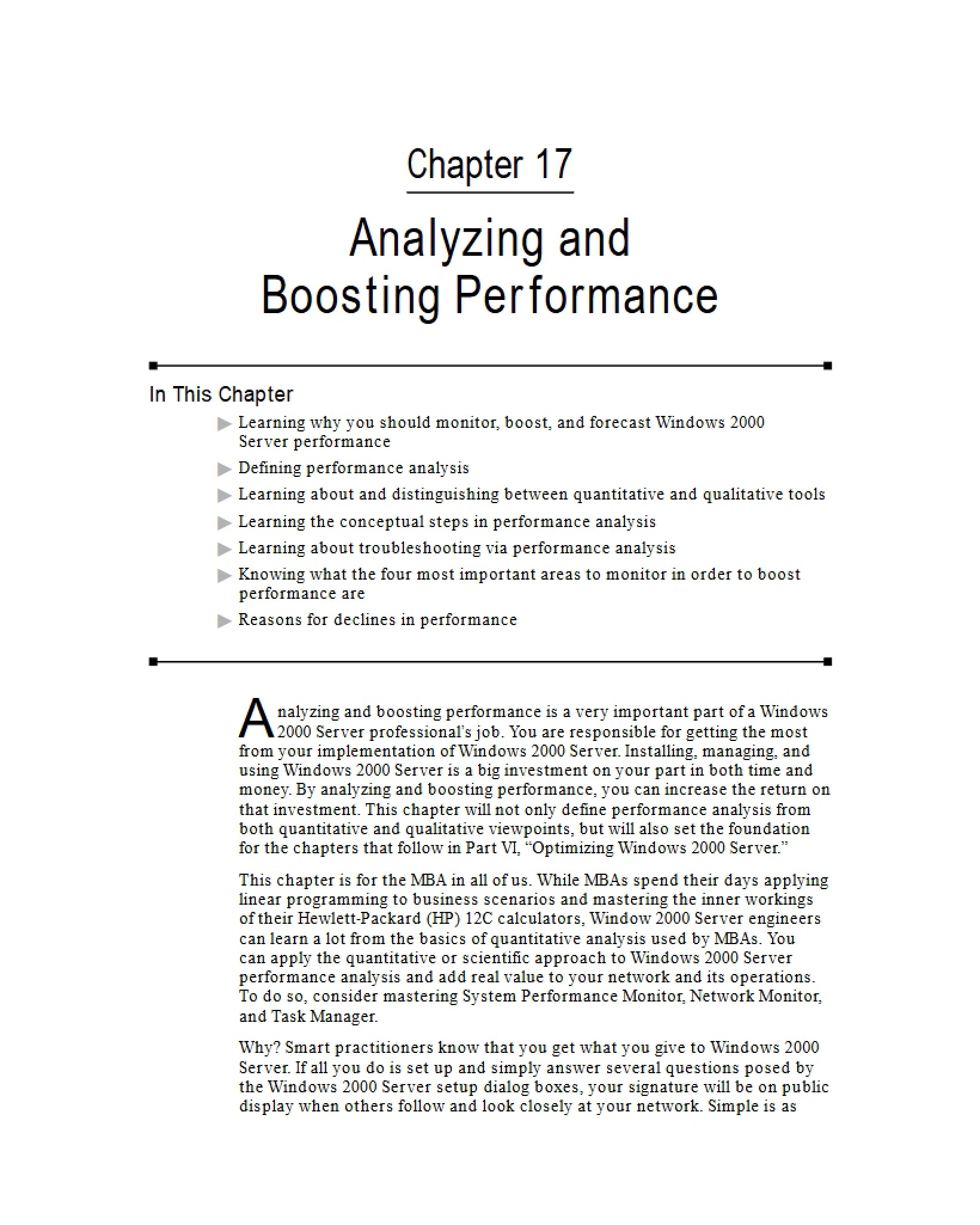 Performance Boosting and Analysis Chapter 17
