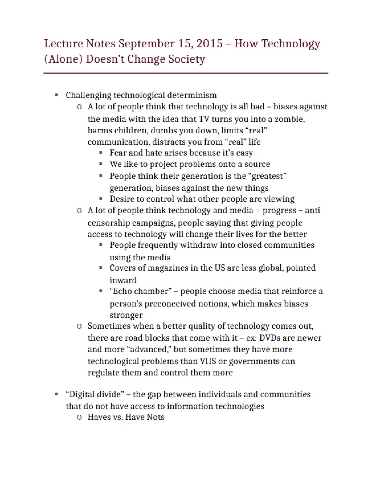 Lecture Notes Tech Alone Doesn't Change Society
