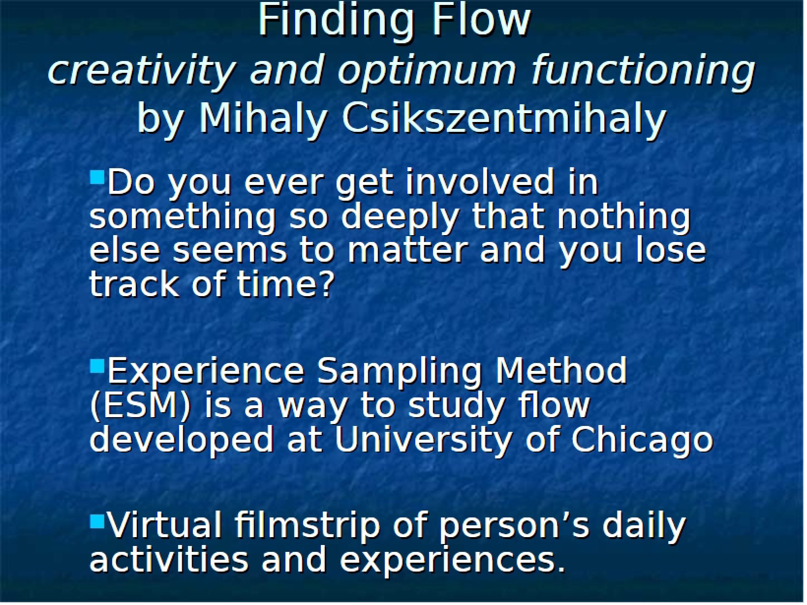 Reviewing Finding Flow