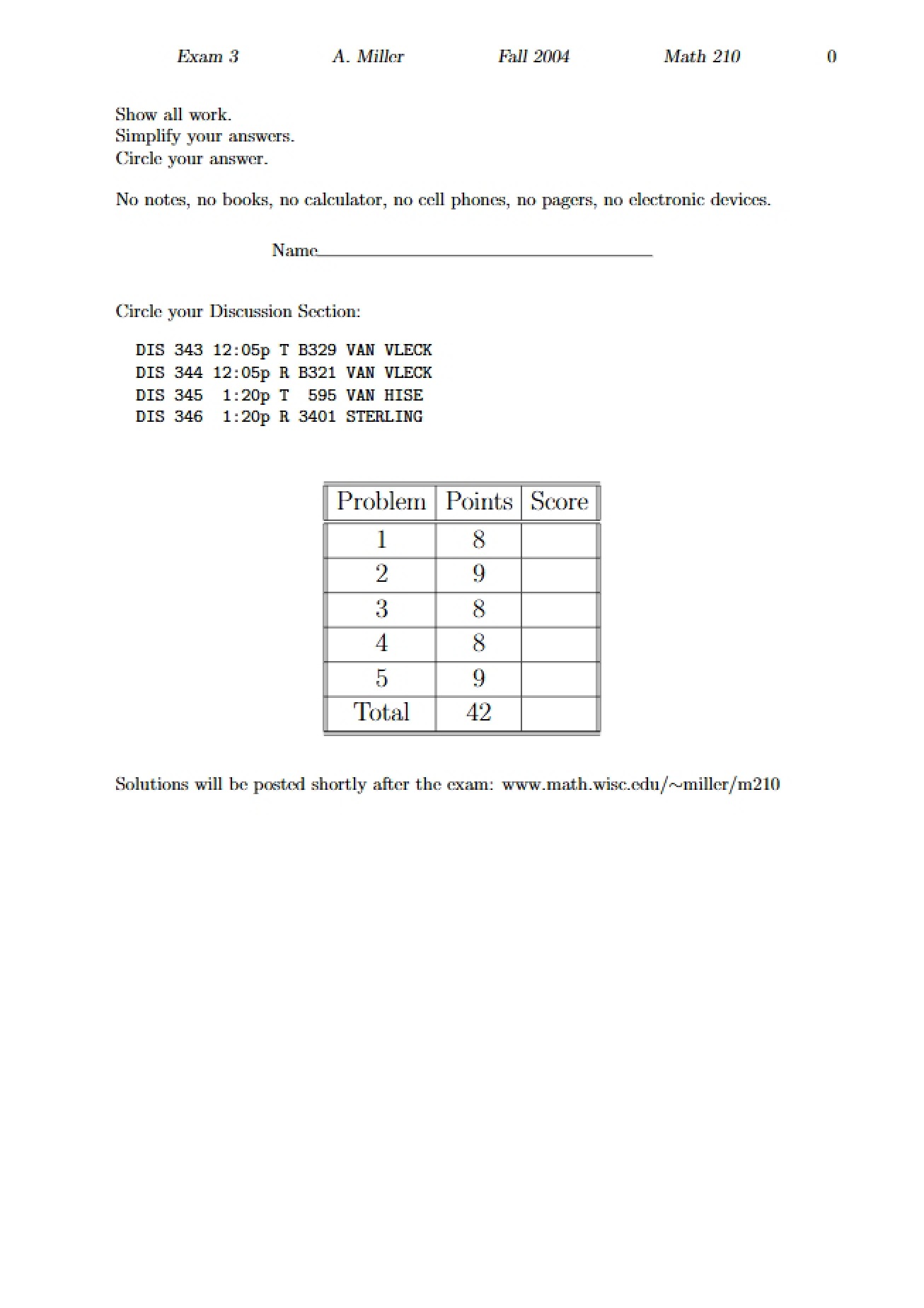 Third Examination