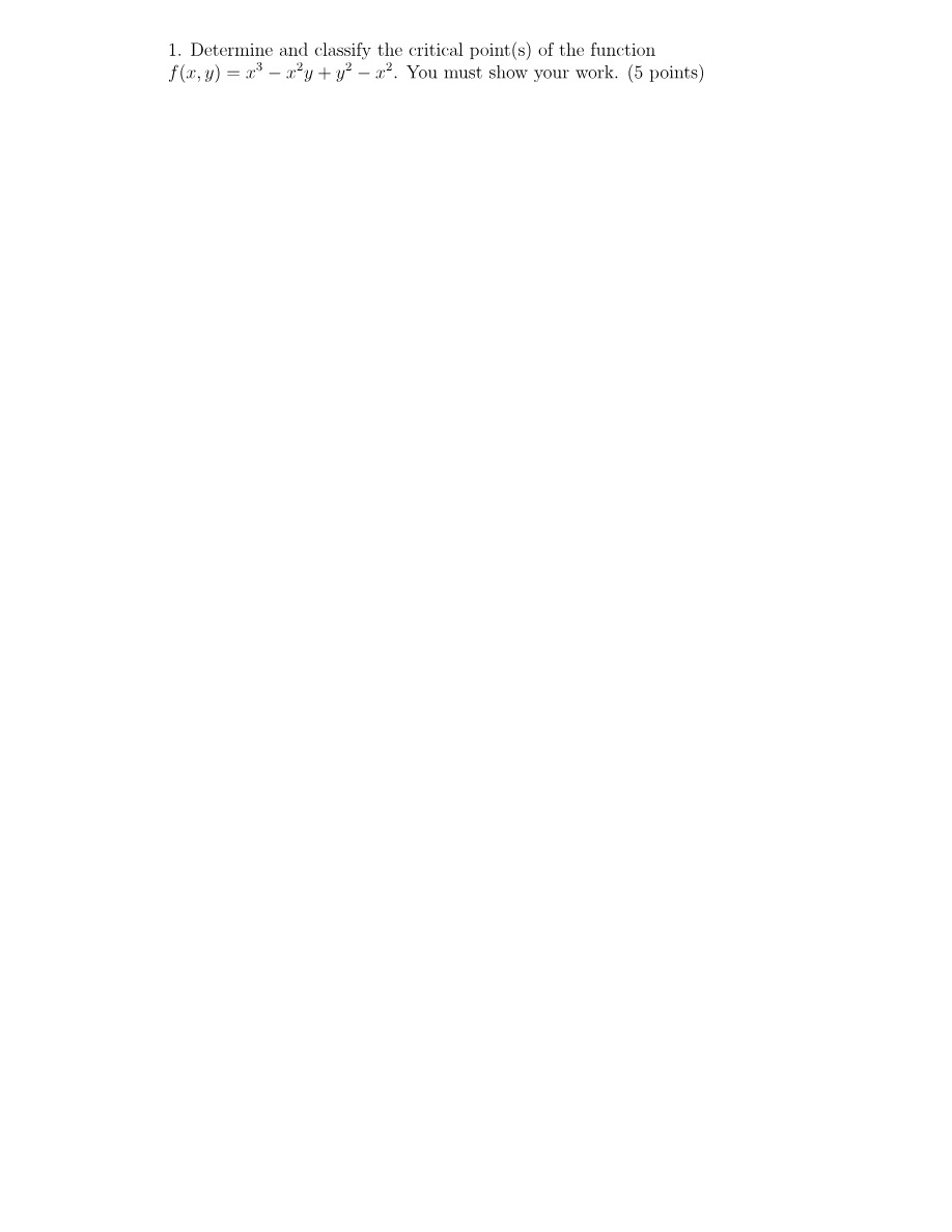 Problems for Calculus II