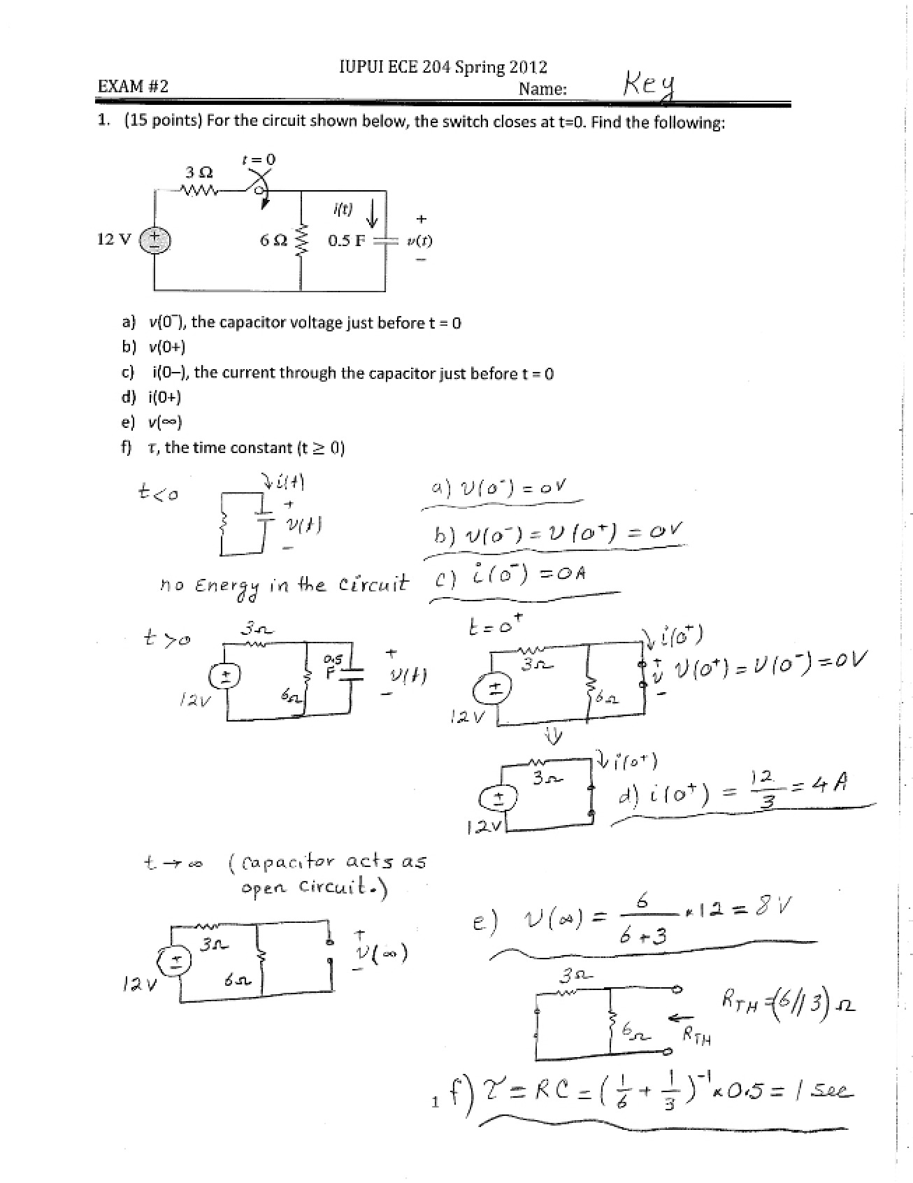 Solution for Spring 12 Exam 2