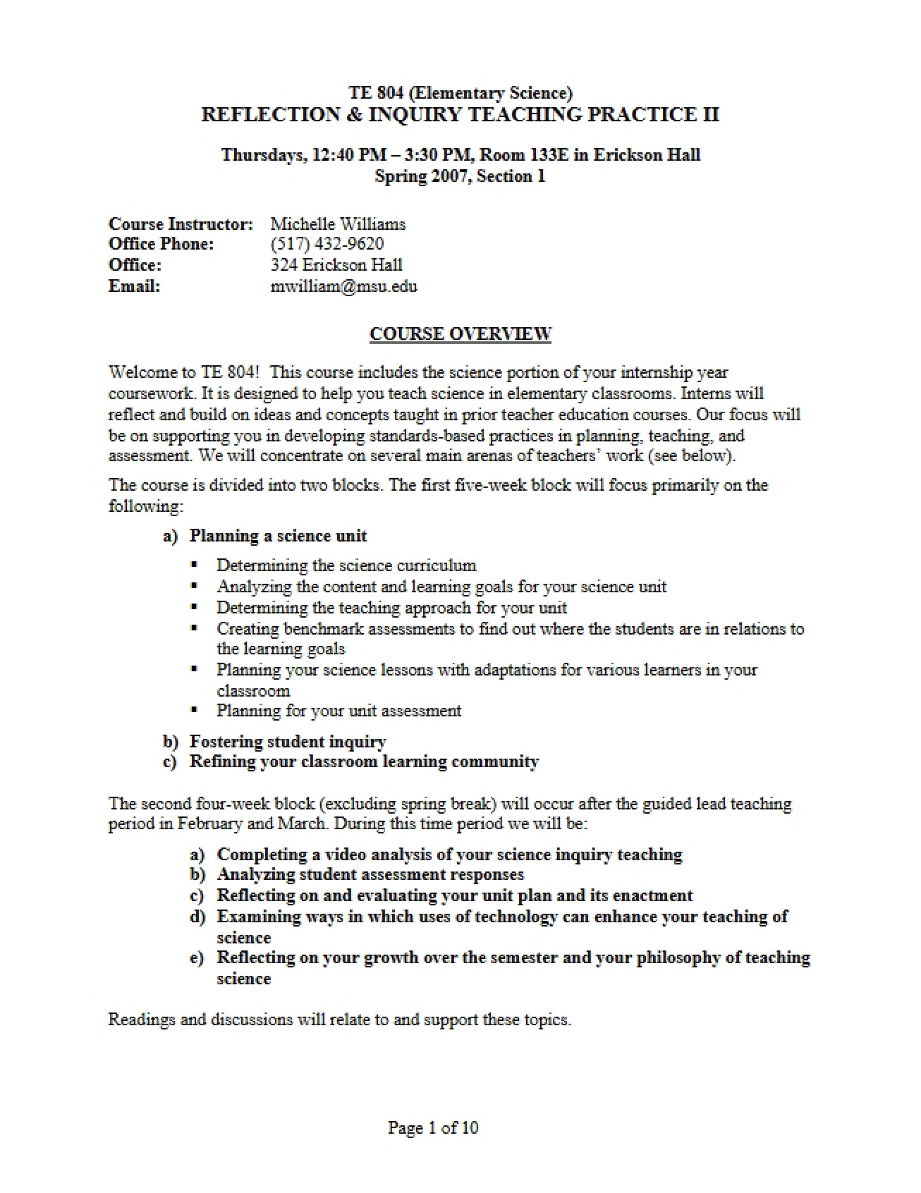 Teaching Practice Syllabus