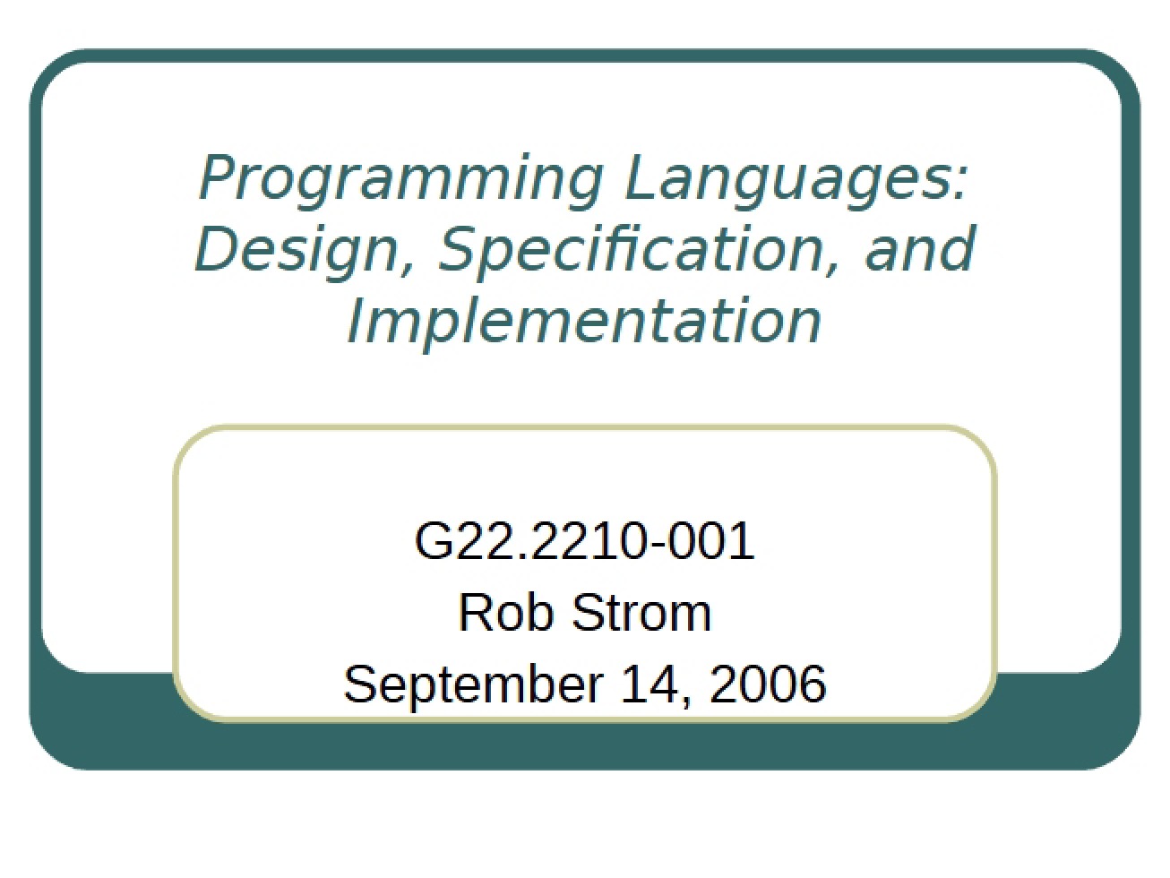 Specification Design and Implementation