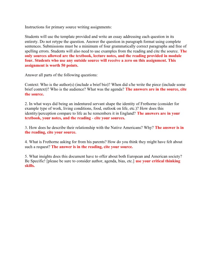Writing Guide for Primary Source Analysis and Addressing