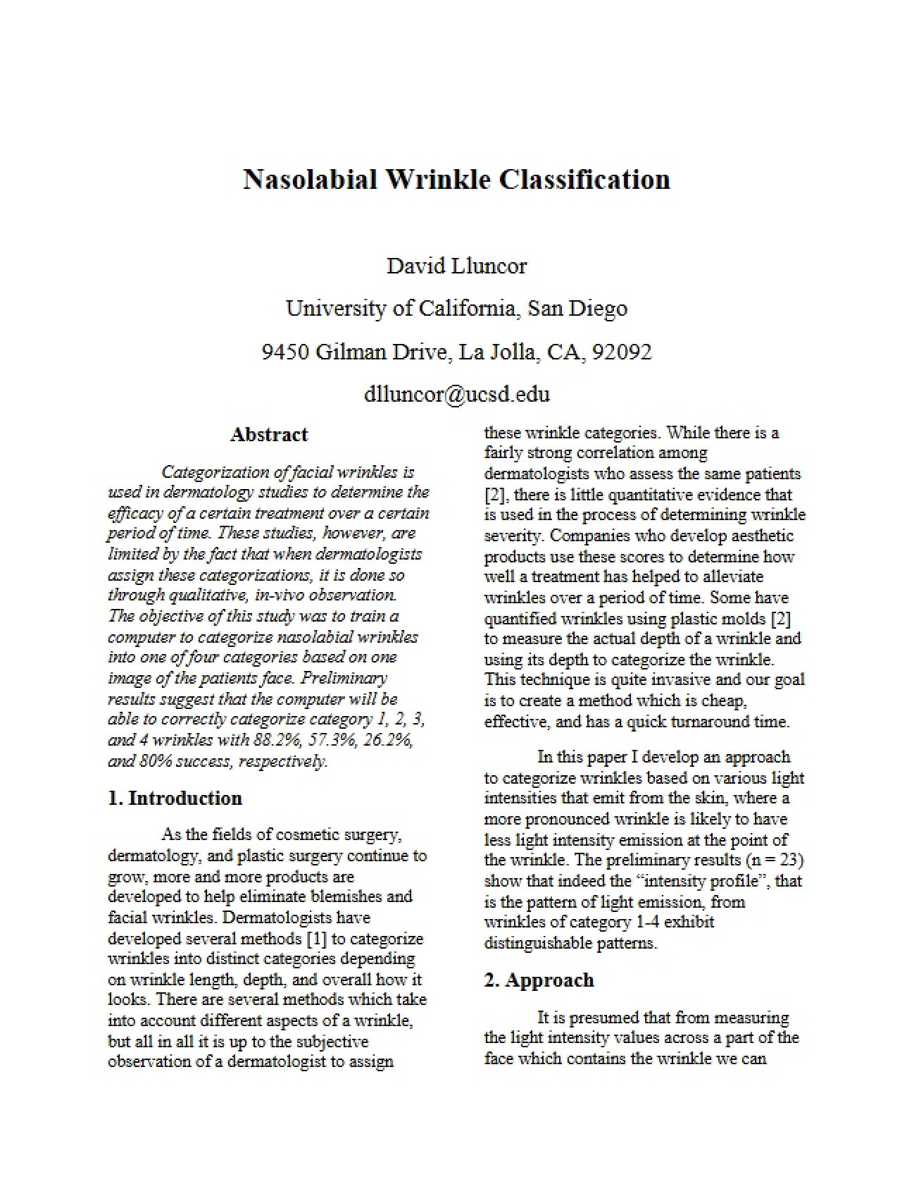 Classification of Nasolabial Wrinkles