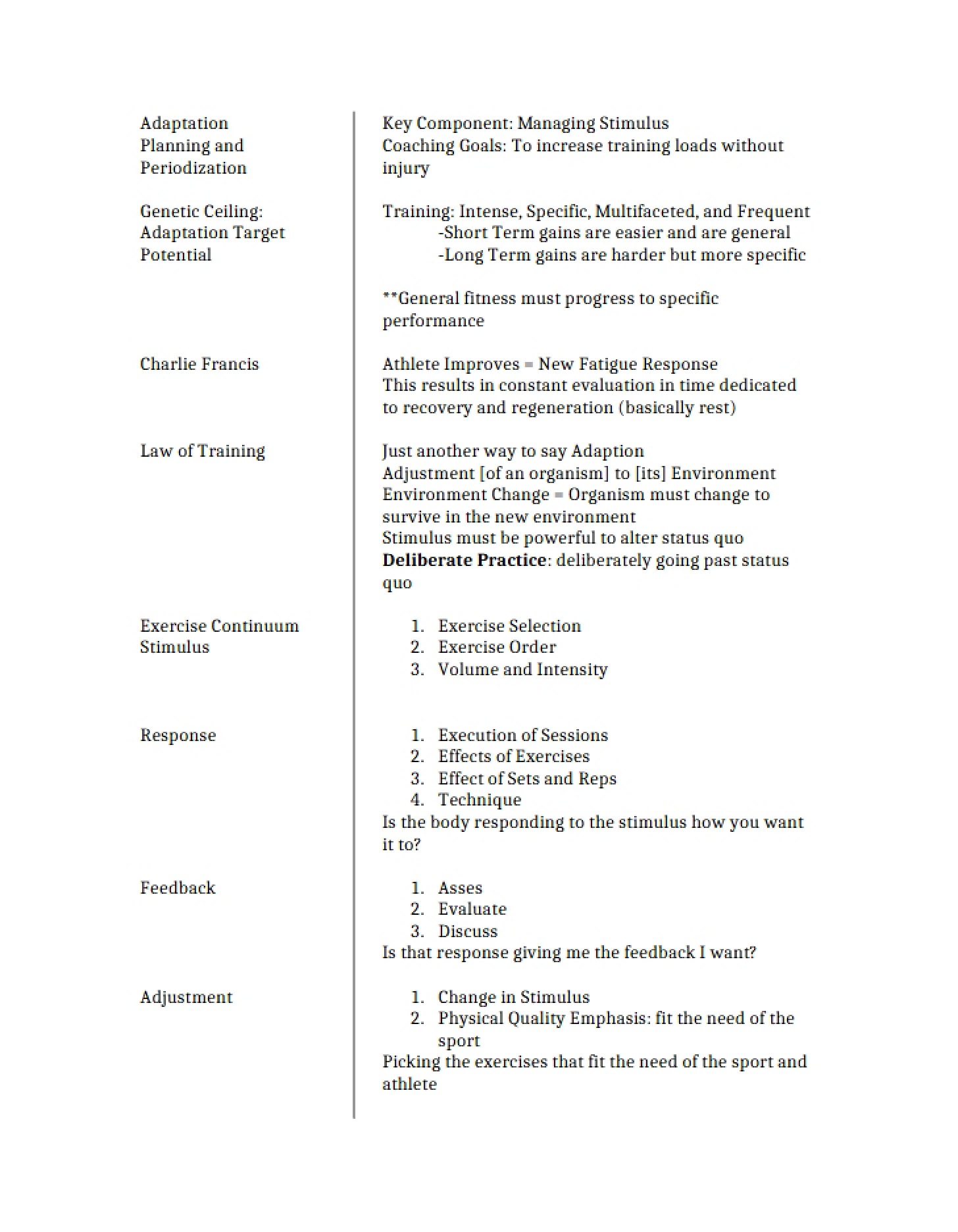 Periodization and Physical Adaptation Planning