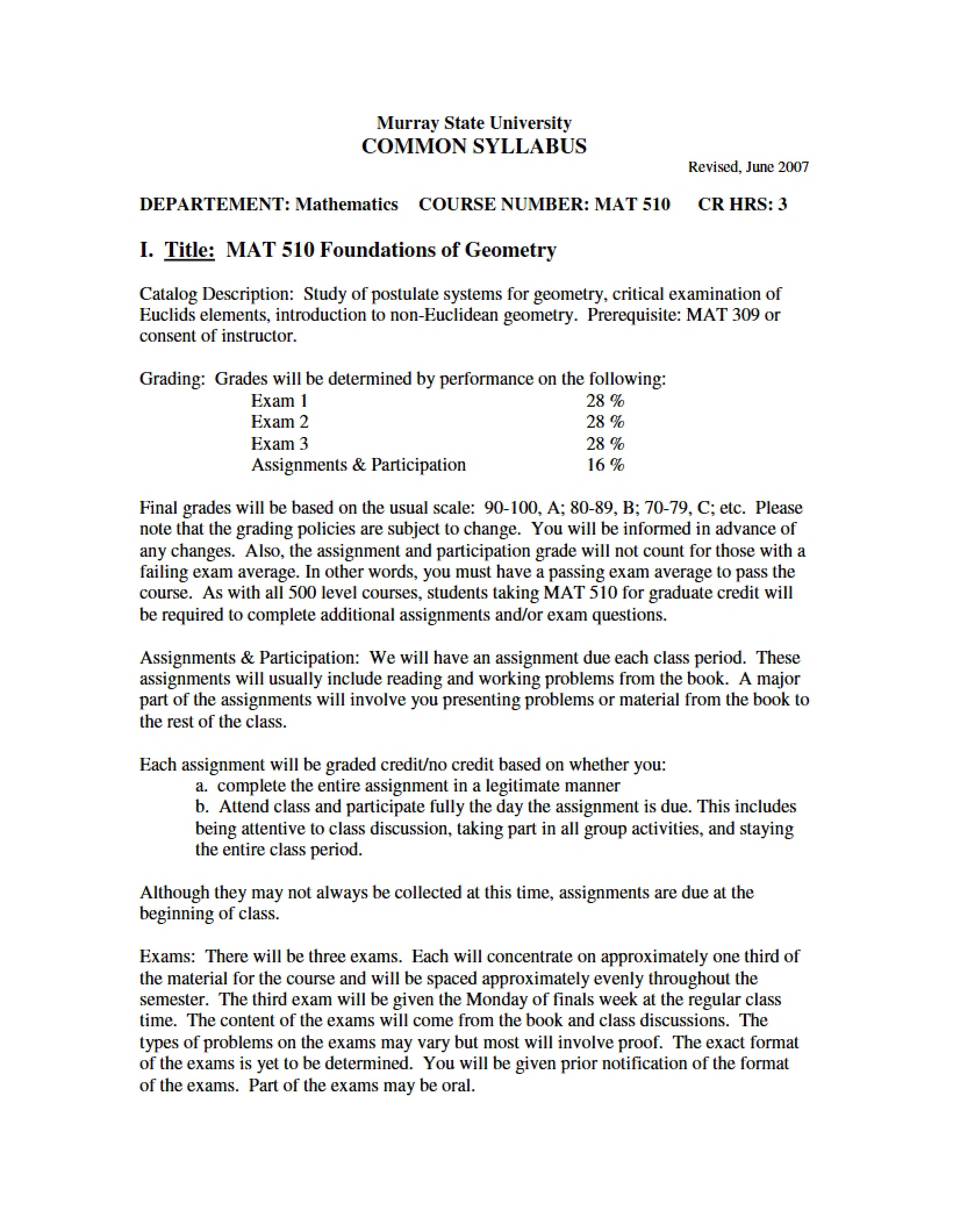 Syllabus - 2 Pages