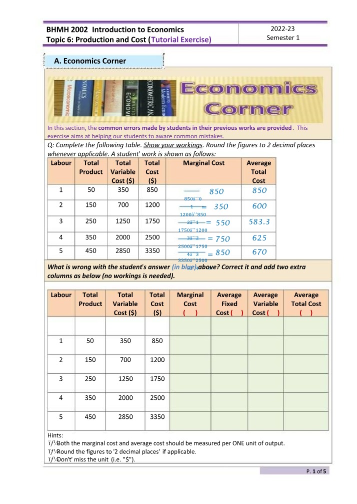 BHMH2002 Tutorial Questions - Chapter 6 (2223 S1)