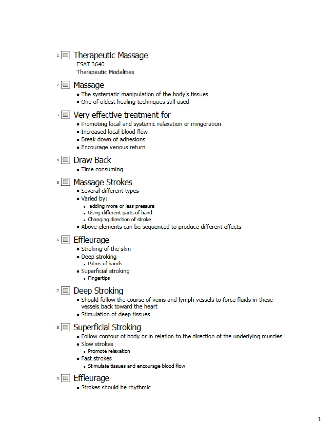 Outline of Massage Lecture