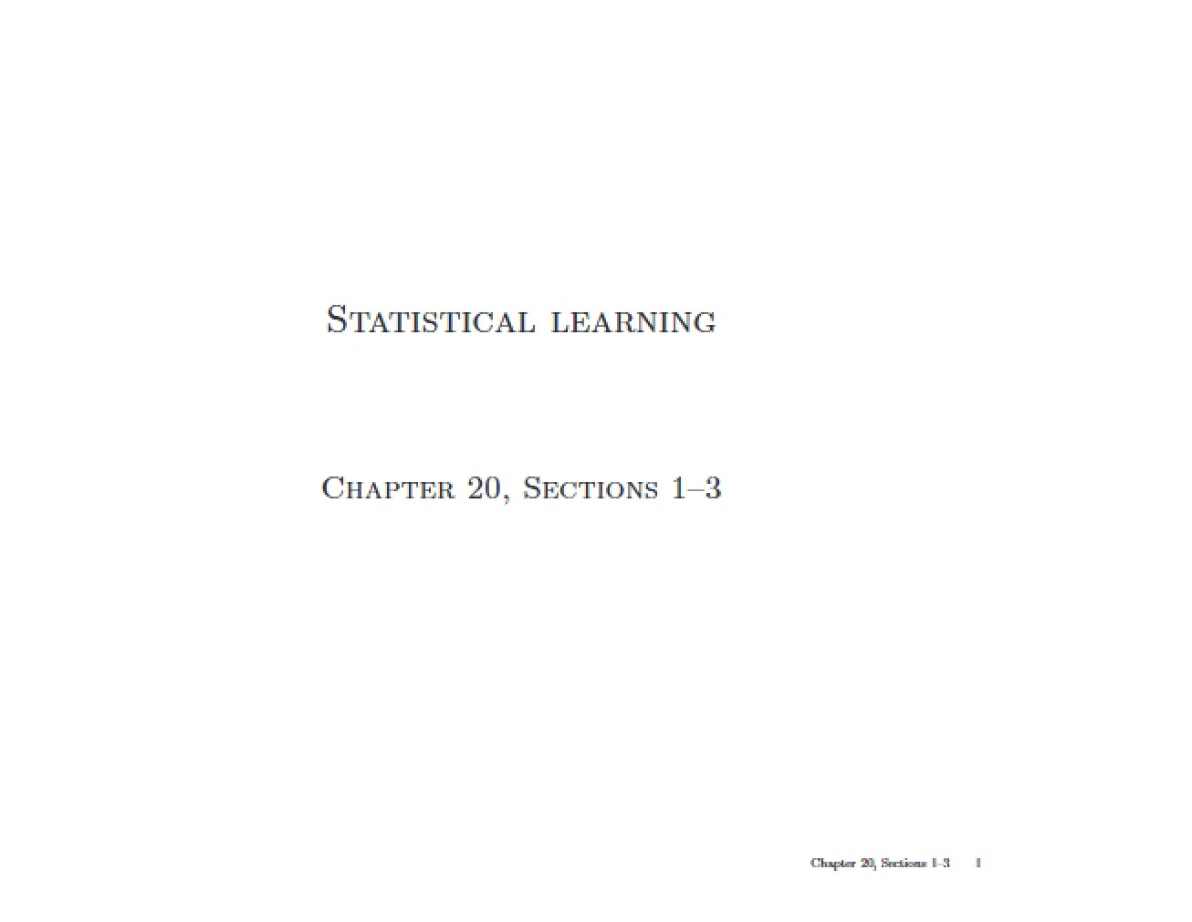 Learning Statistical