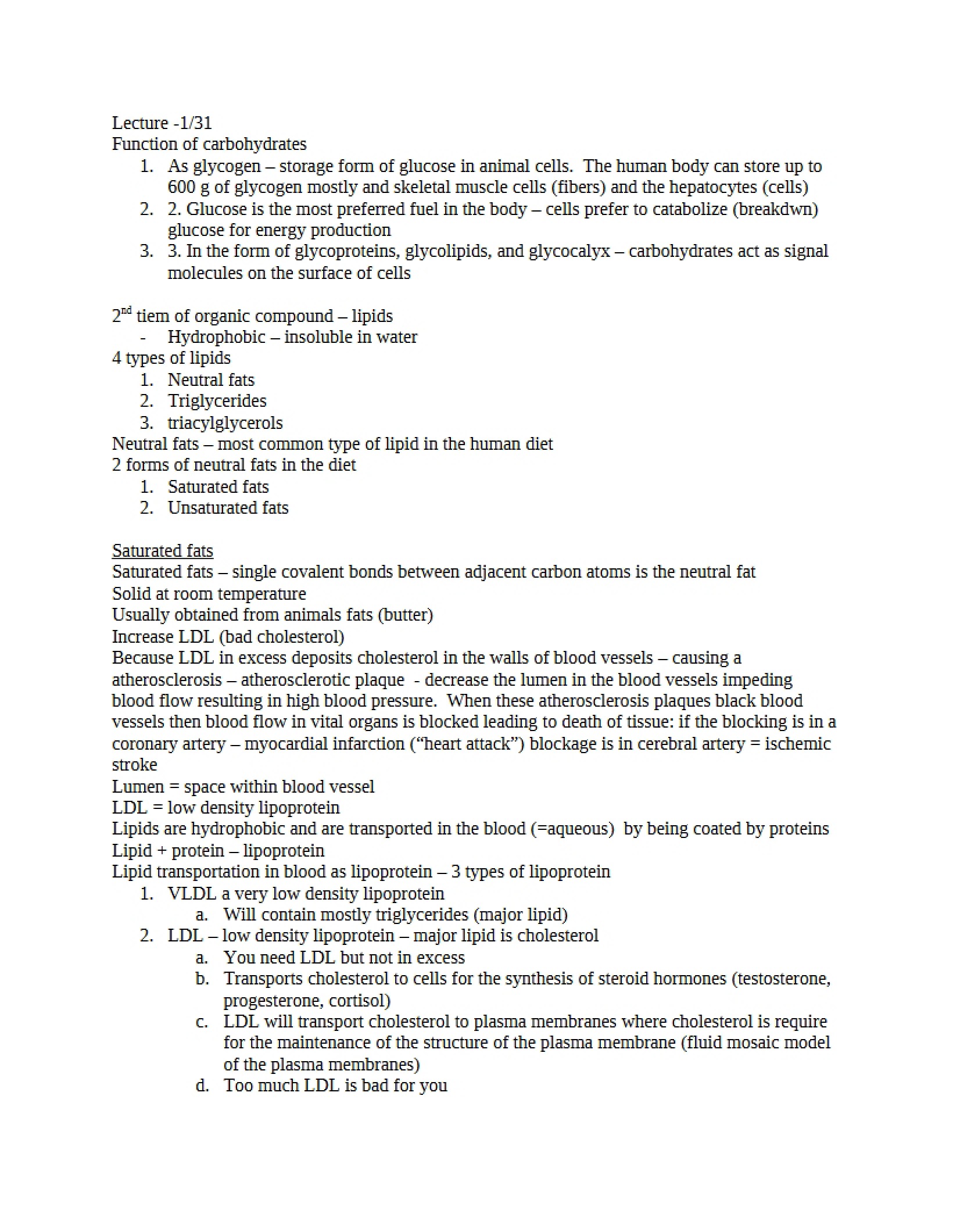 Carbohydrate Functions