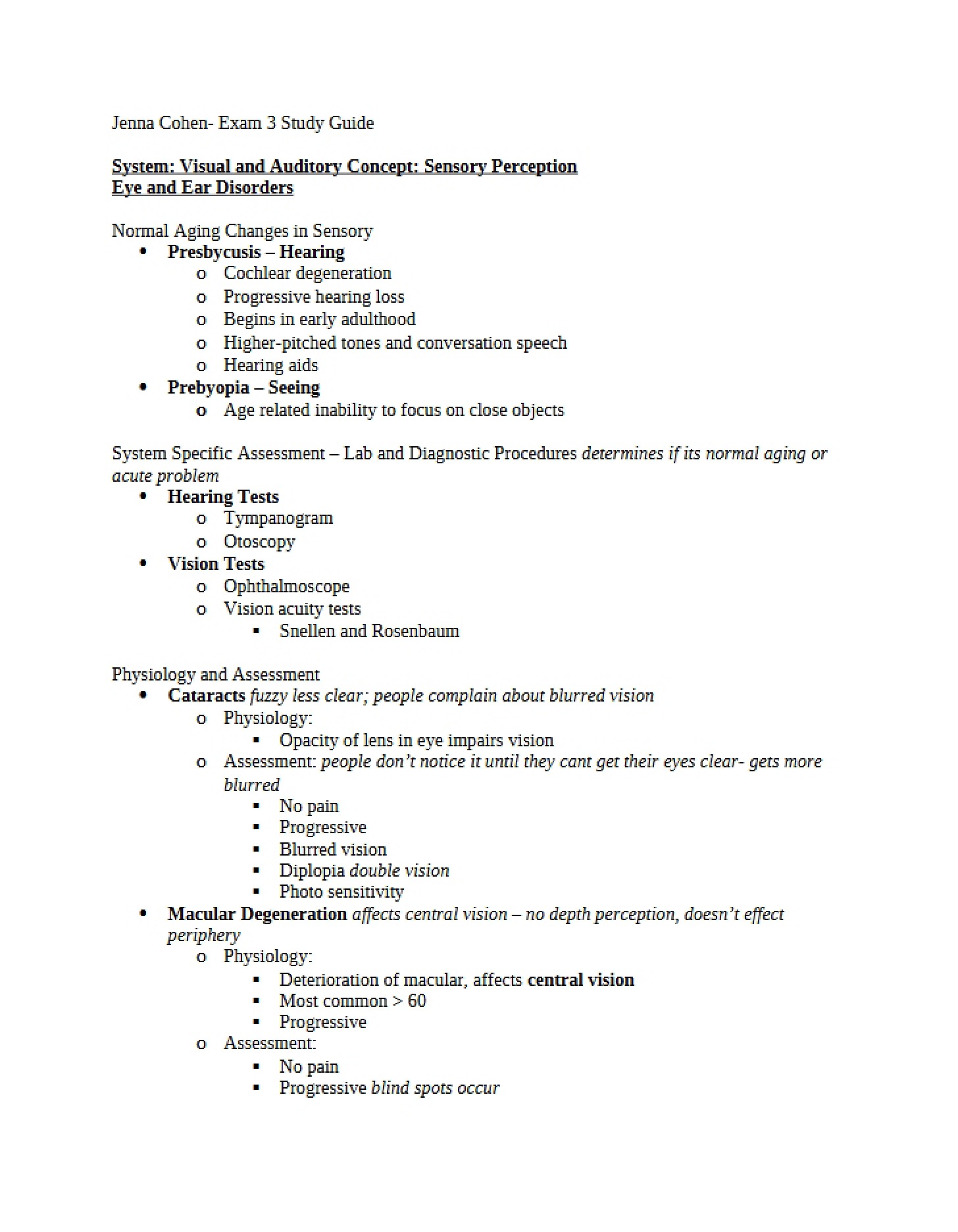 Guide for Exam 3