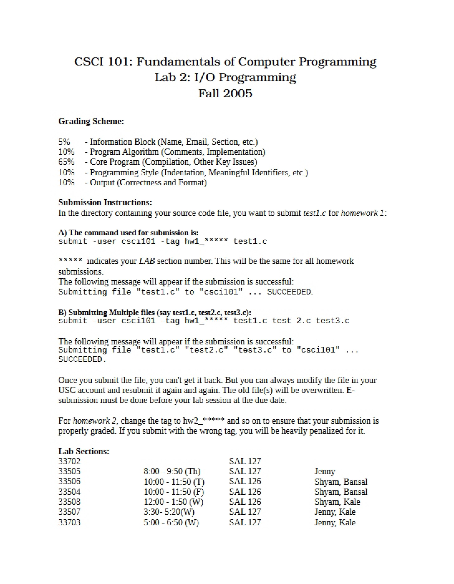 Laboratory Assignment 2A