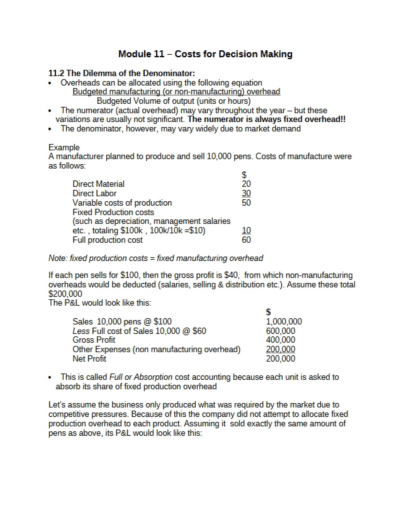 Decision Making Costs (Module 11) - MKTG 25010