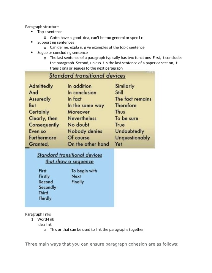 Paragraph Structure and Cohesion Techniques Guide