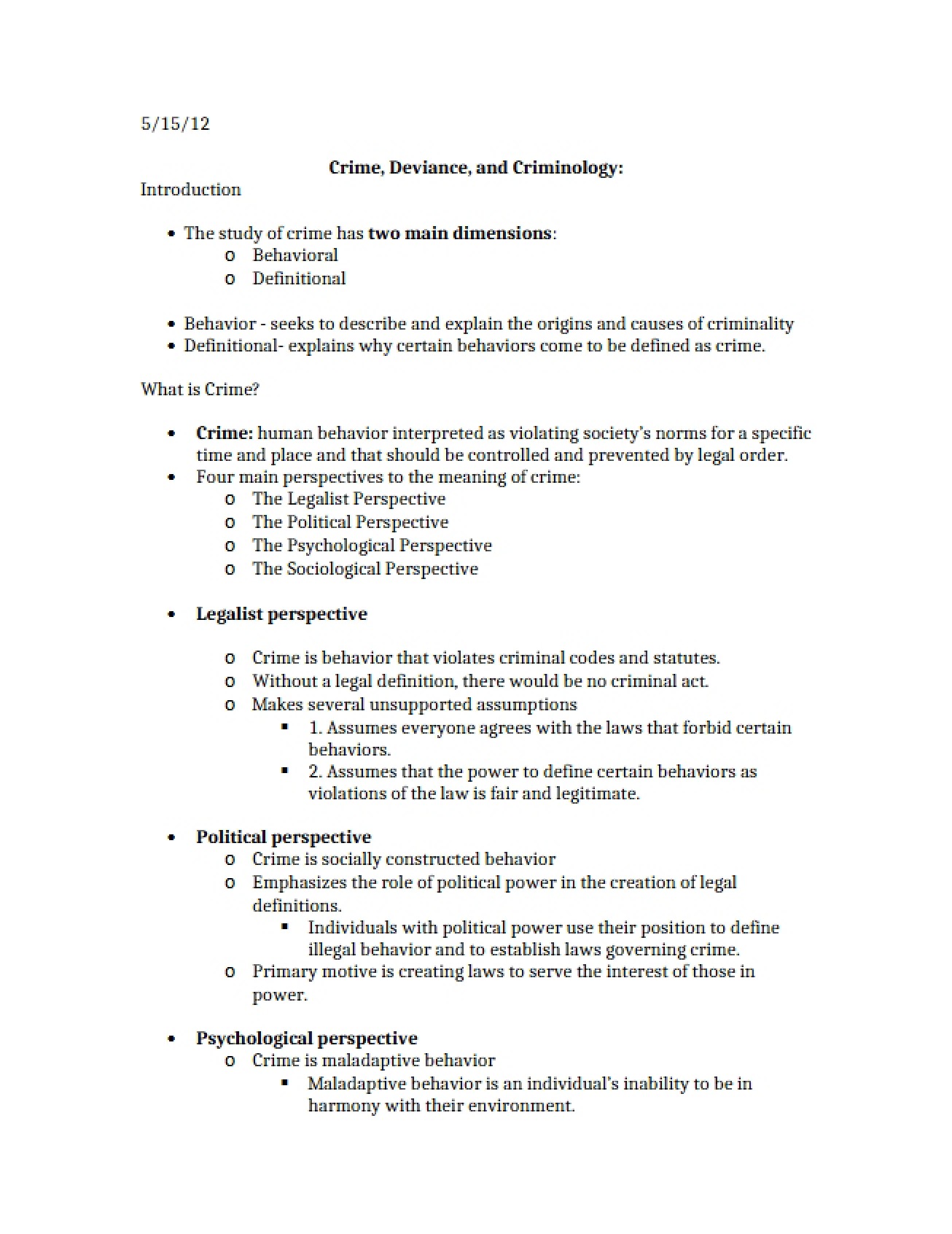 Criminology Deviance and Crime
