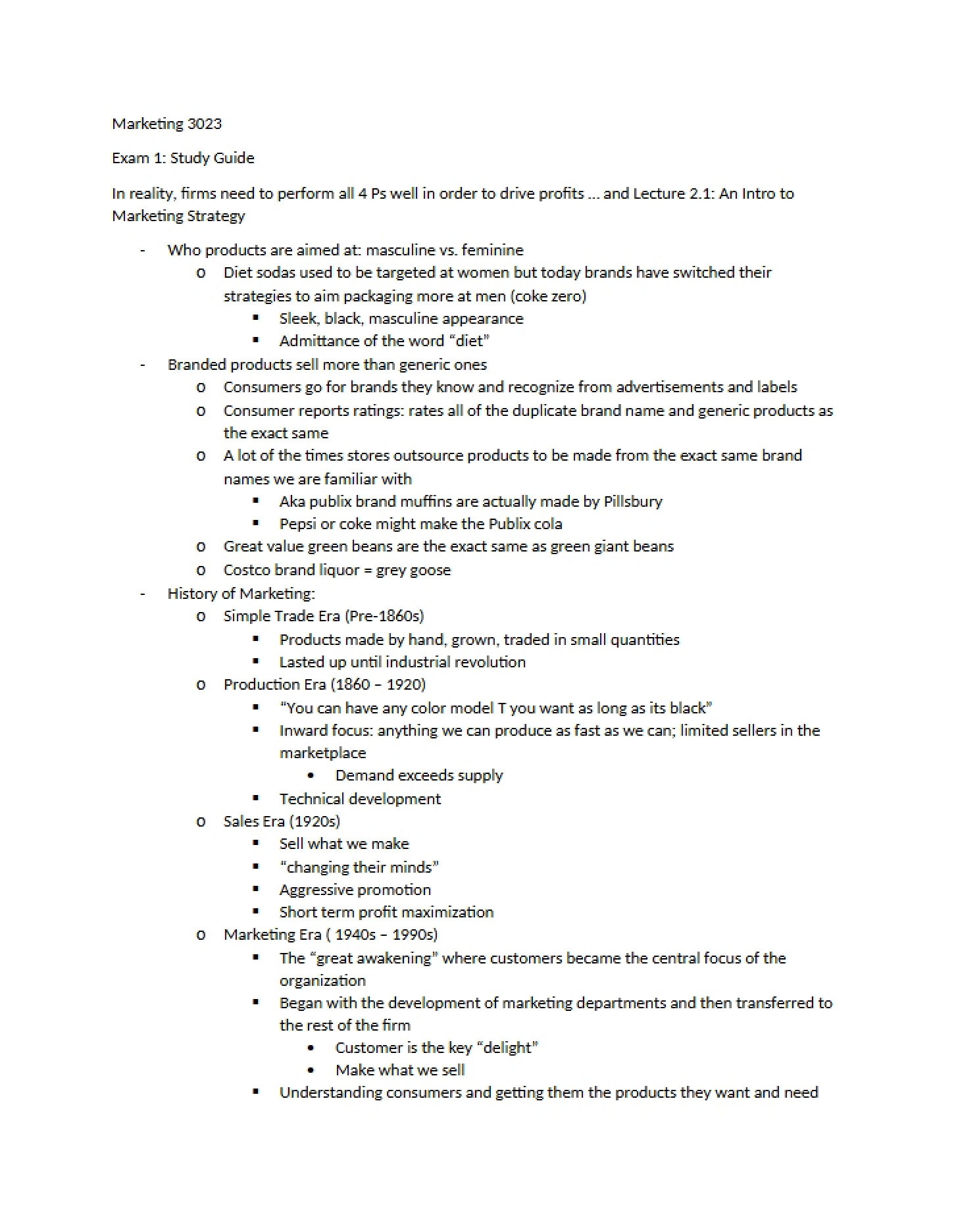 Study Guide for First Exam