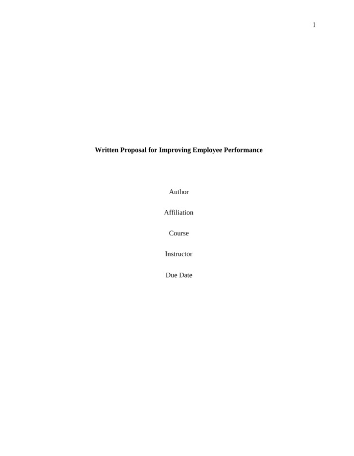 Proposal for Improving Employee Performance