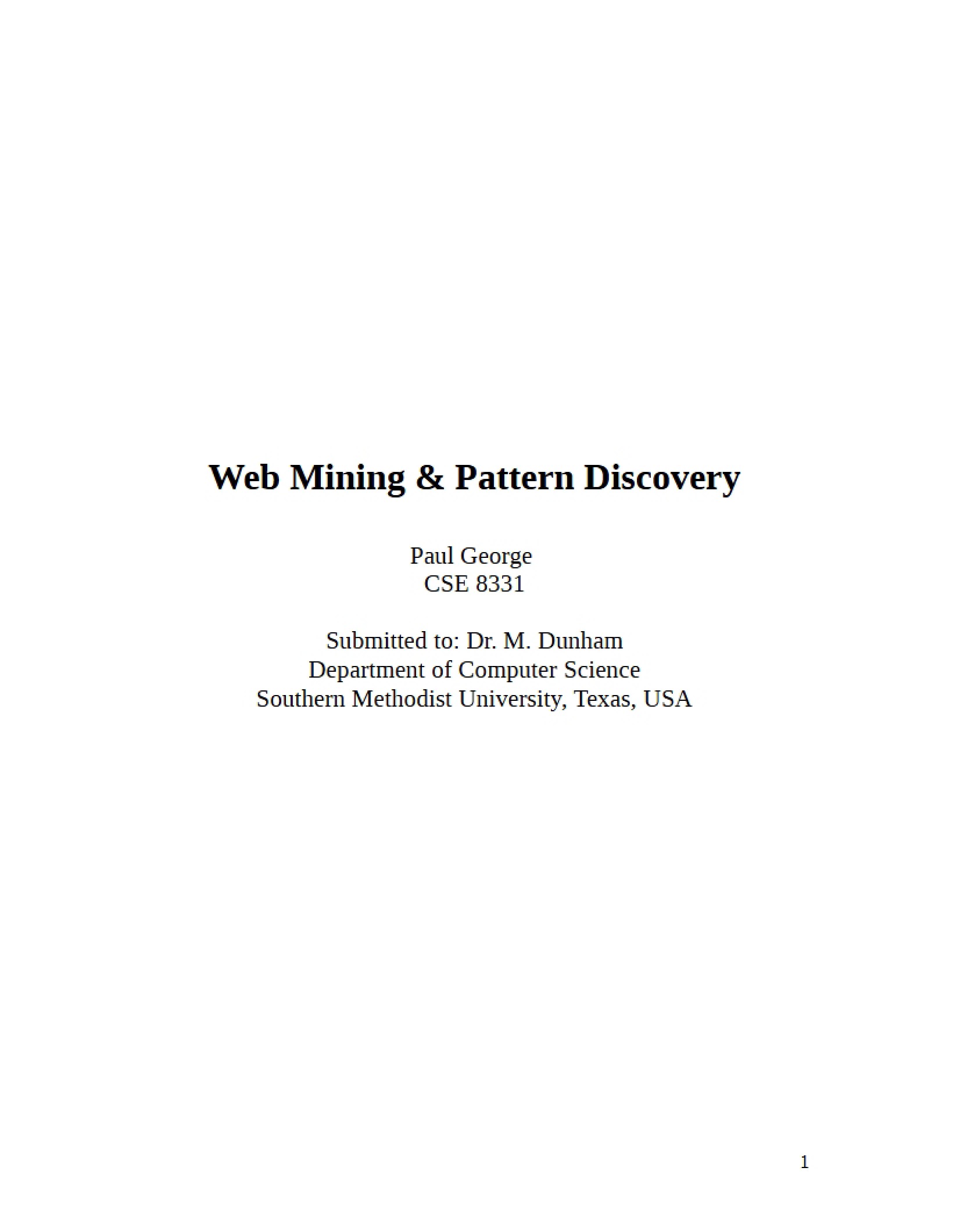 Discovery of Patterns and Web Mining