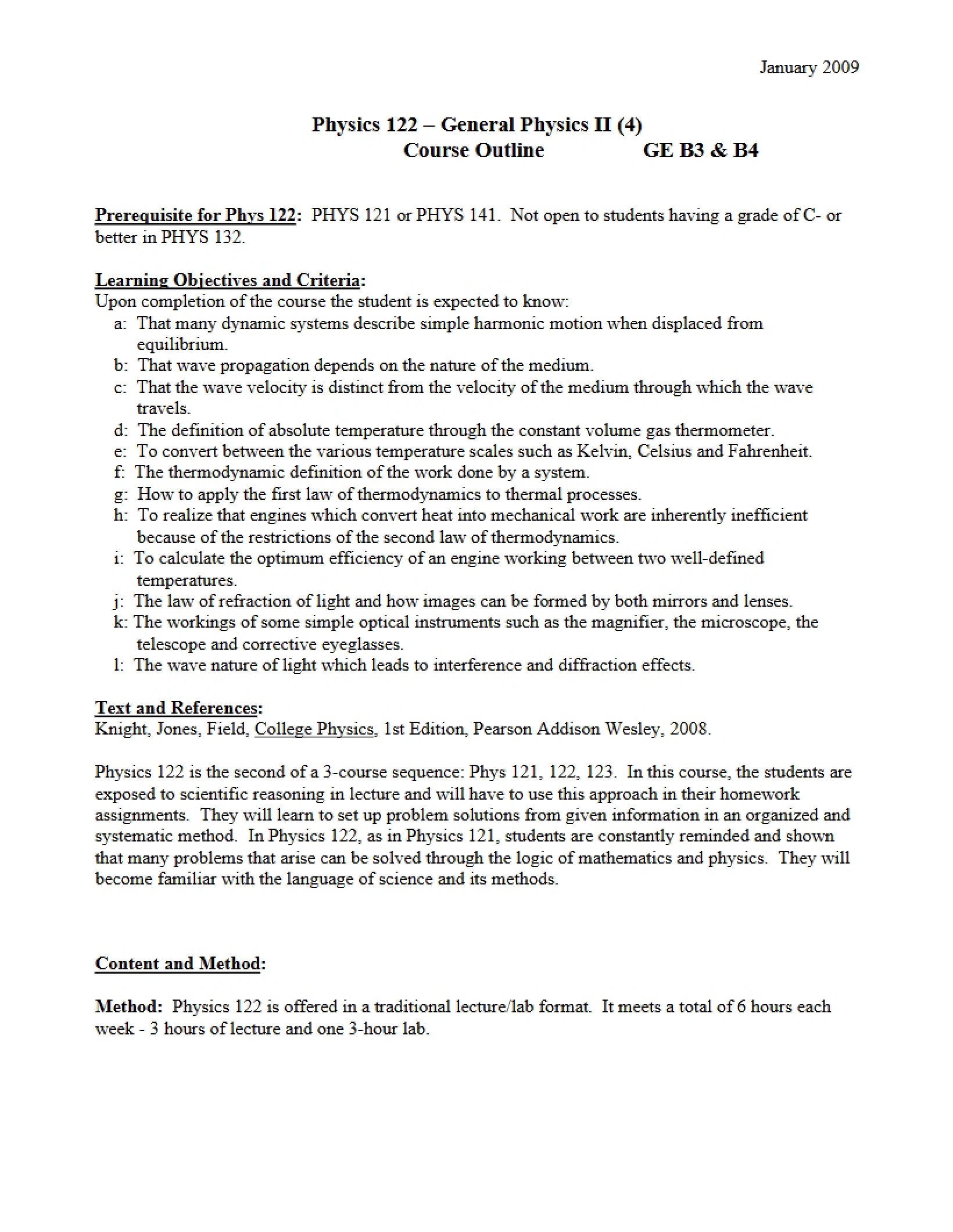 Physics II Outline