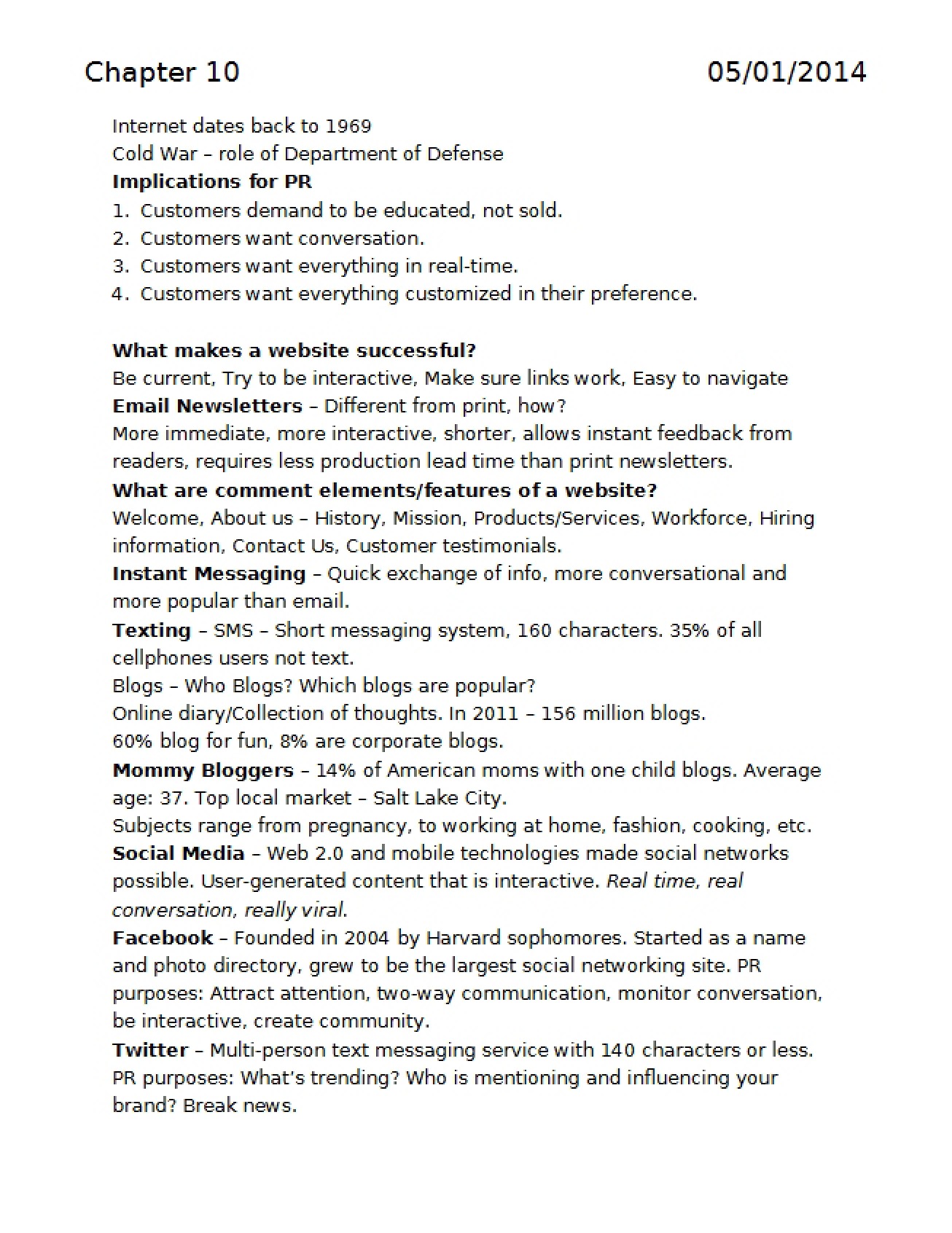 Public Relations Study Guide