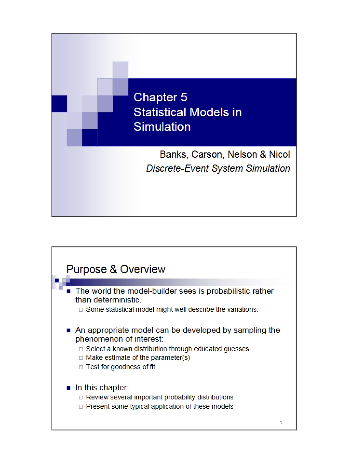 Simulation Statistical Models