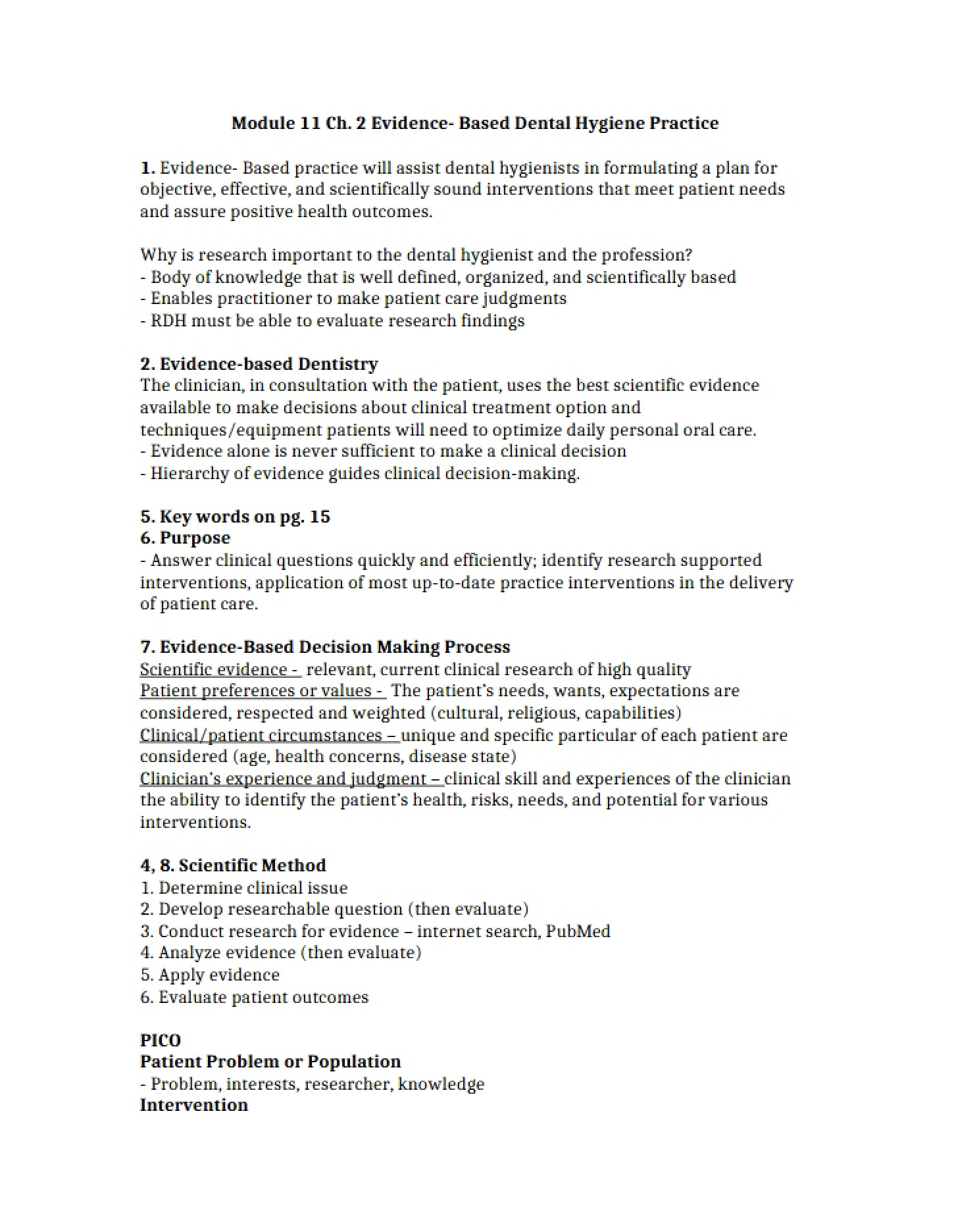 Dental Hygiene Evidence-Based Practice