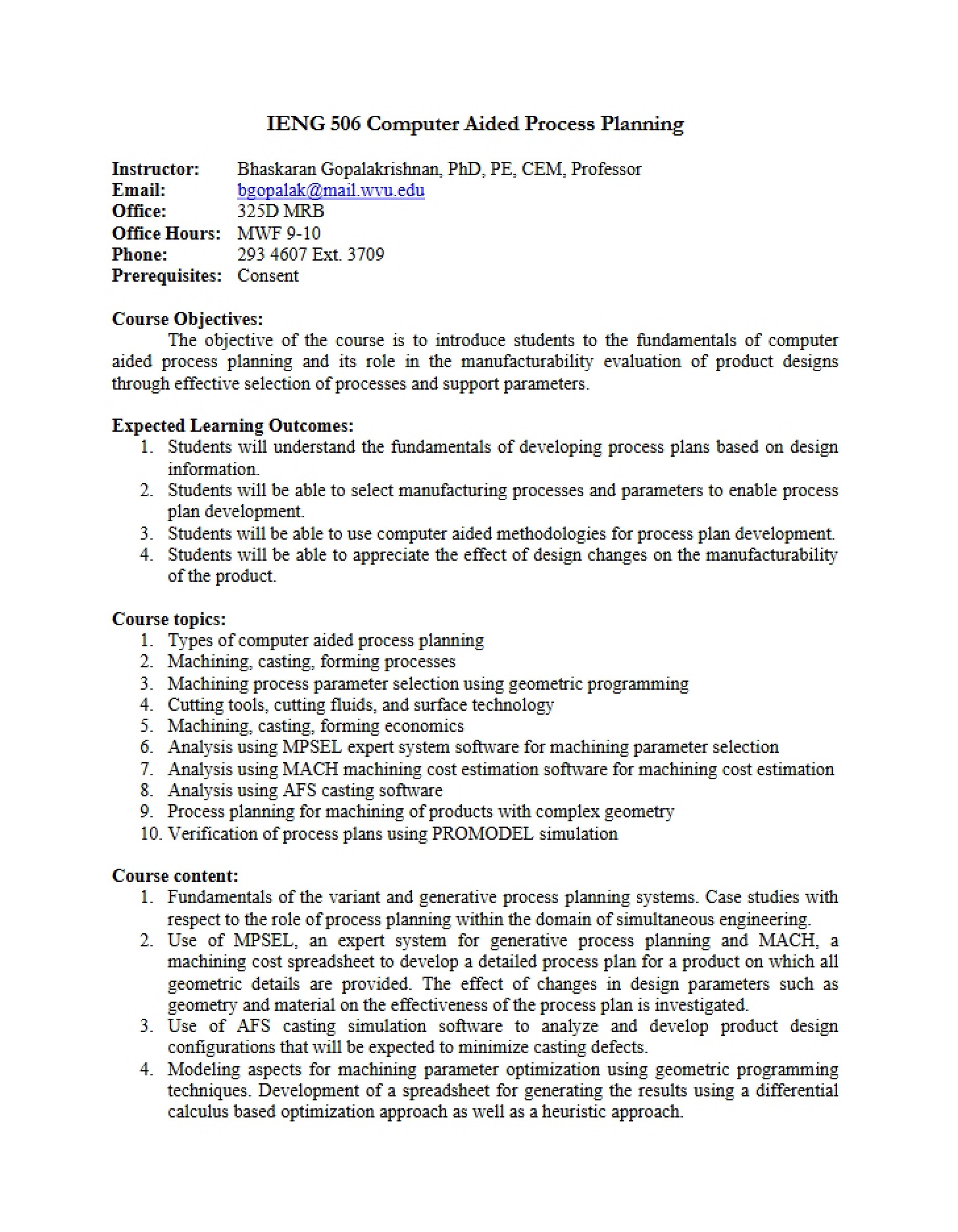 Course Syllabus