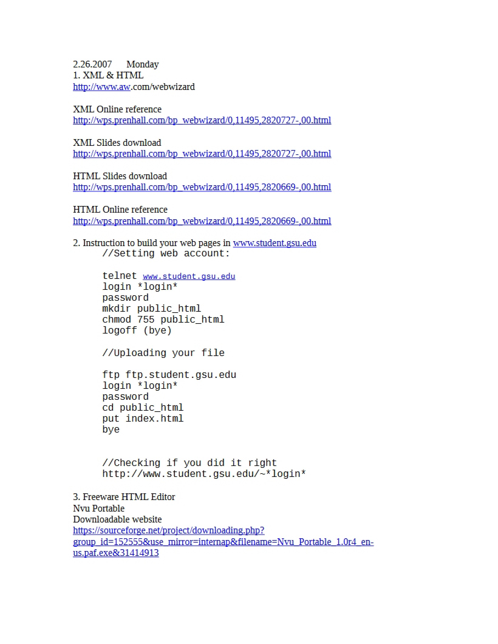 Teaching Notes for HTML