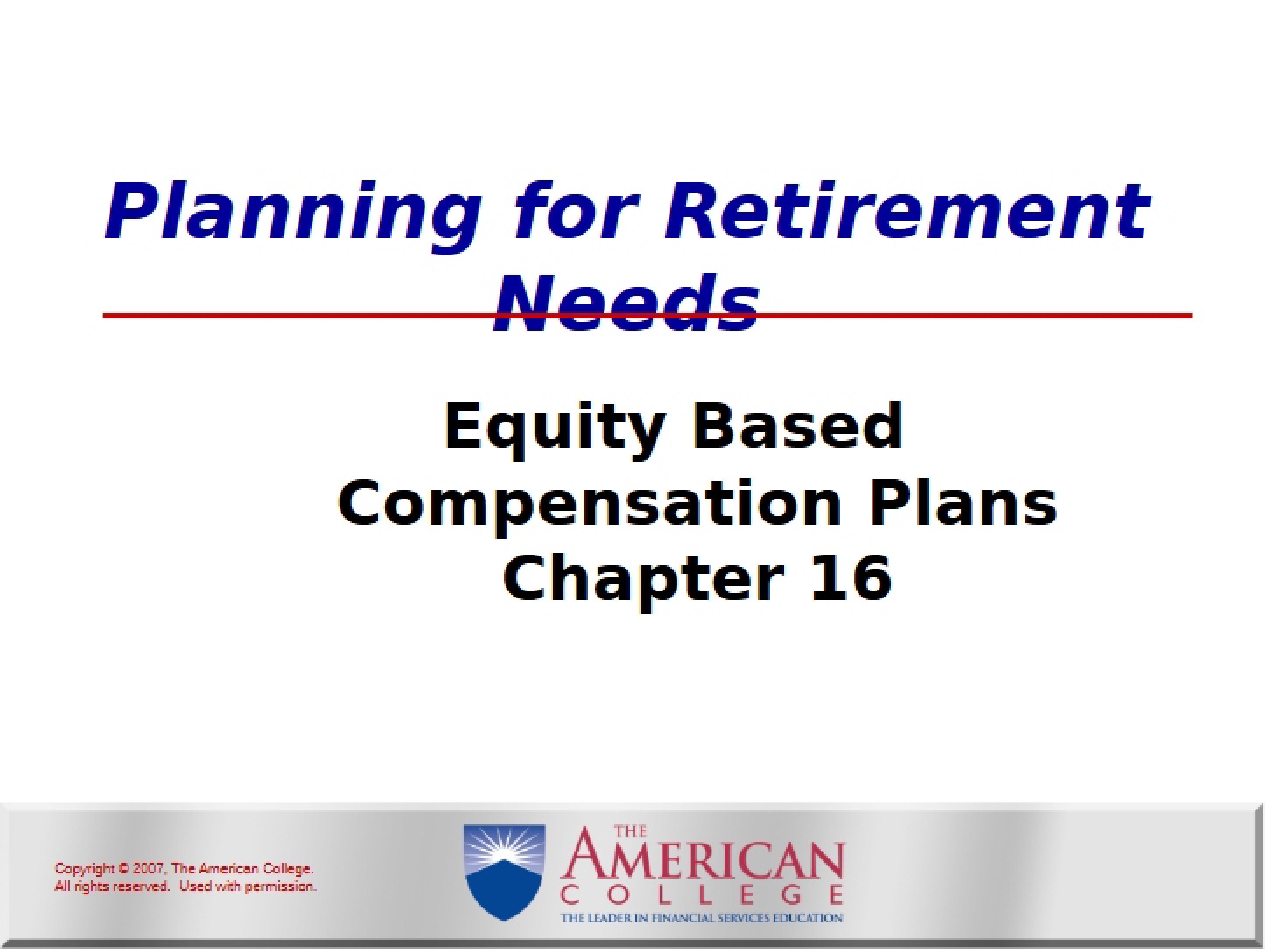 Retirement Needs Planning
