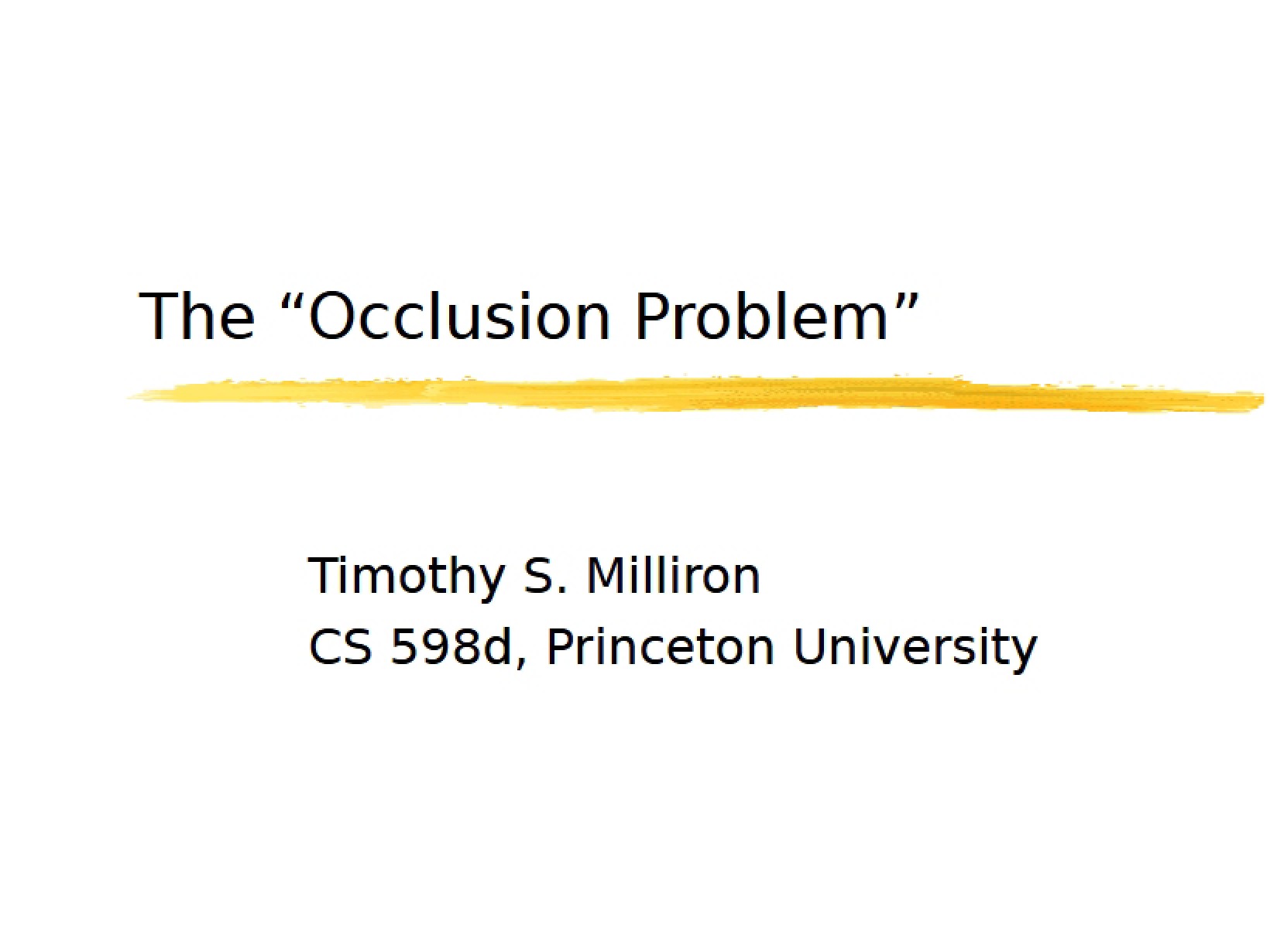 Occlusion Problem