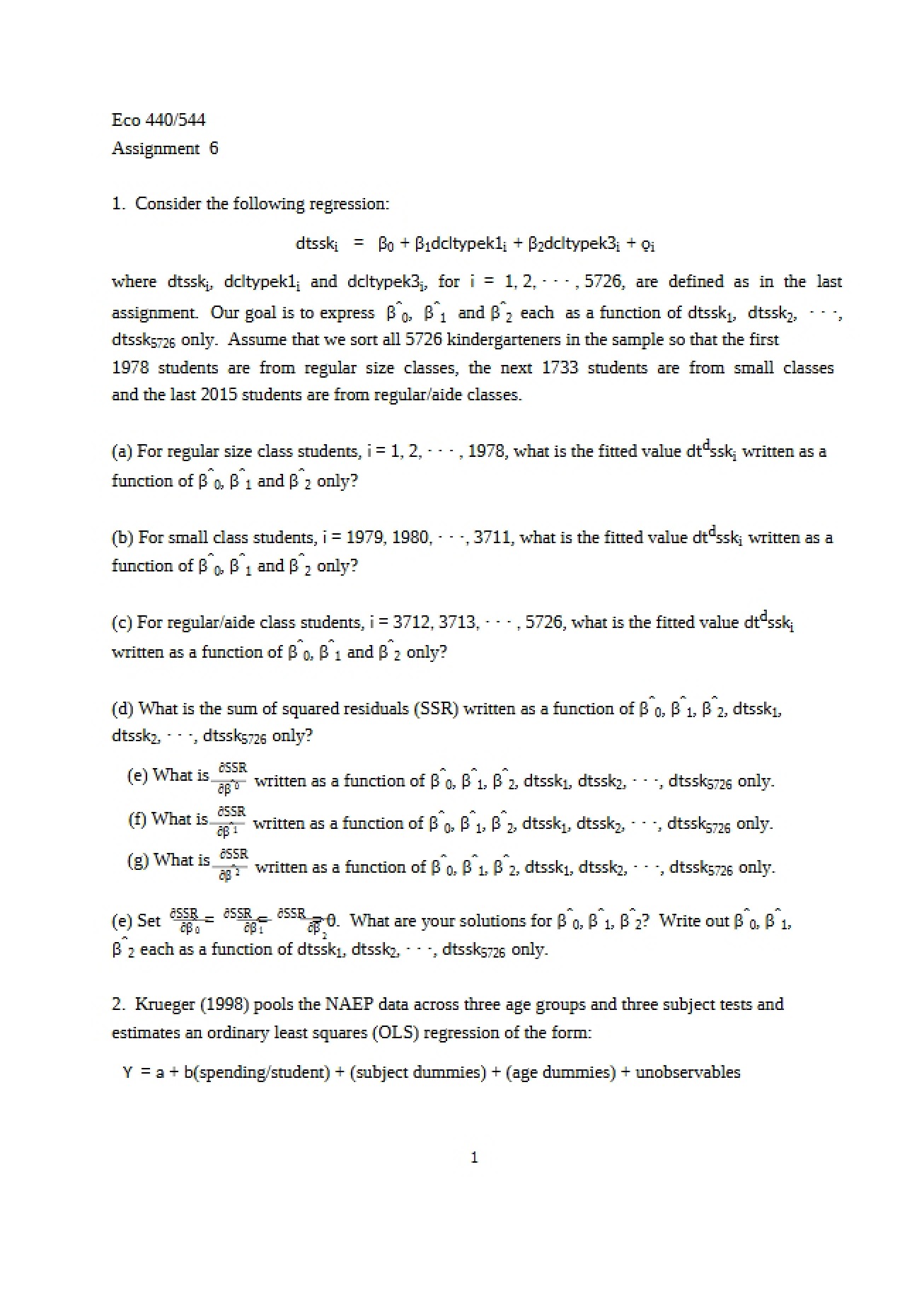 Sixth Assignment