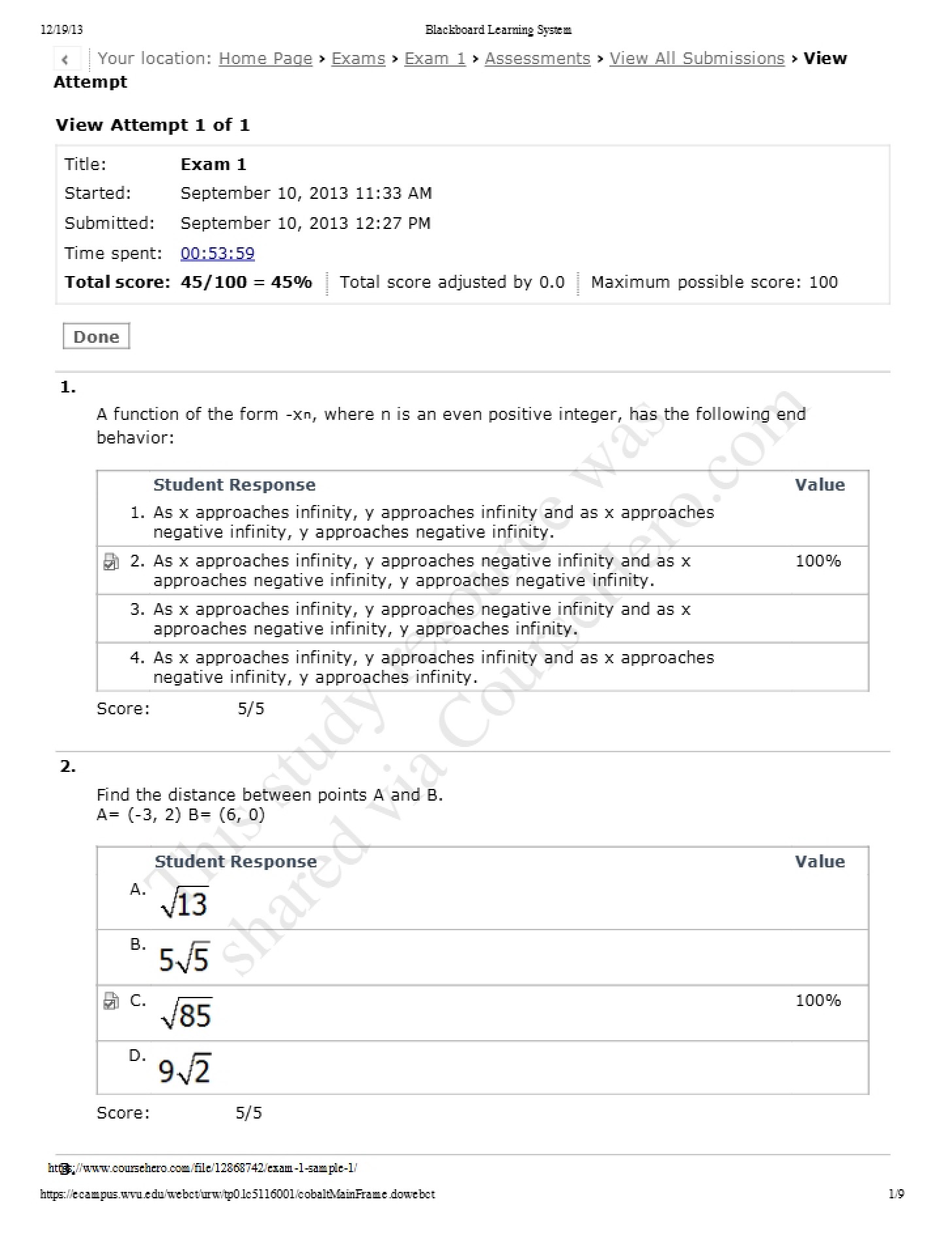 Exam 1 Sample I