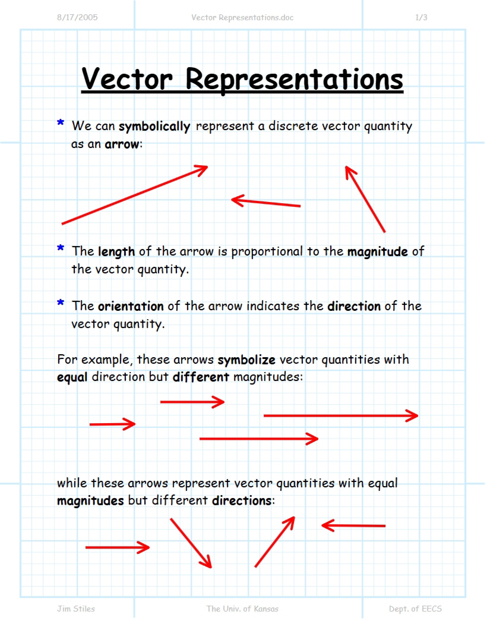 Representing Vectors