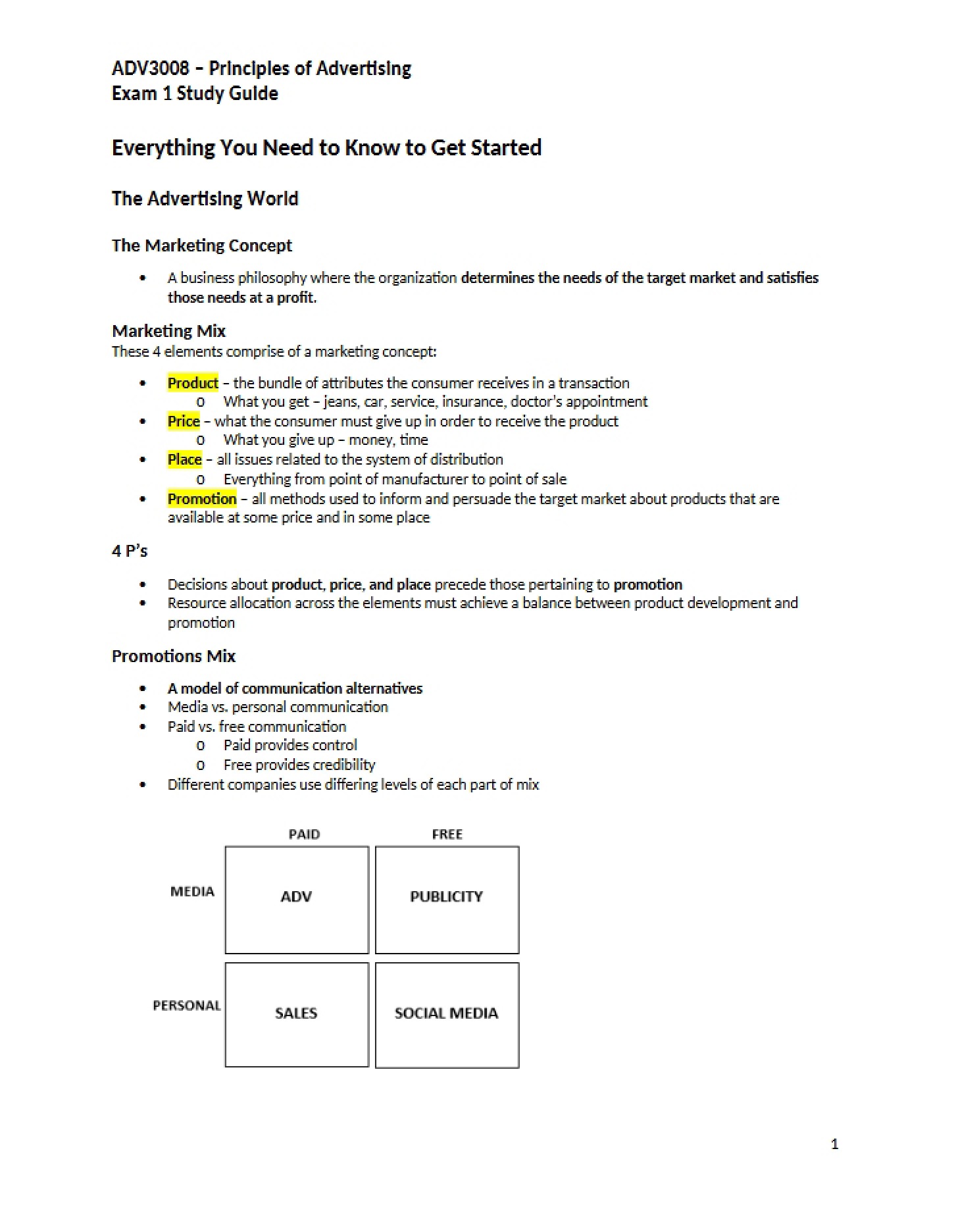 Exam 1 Subject Review