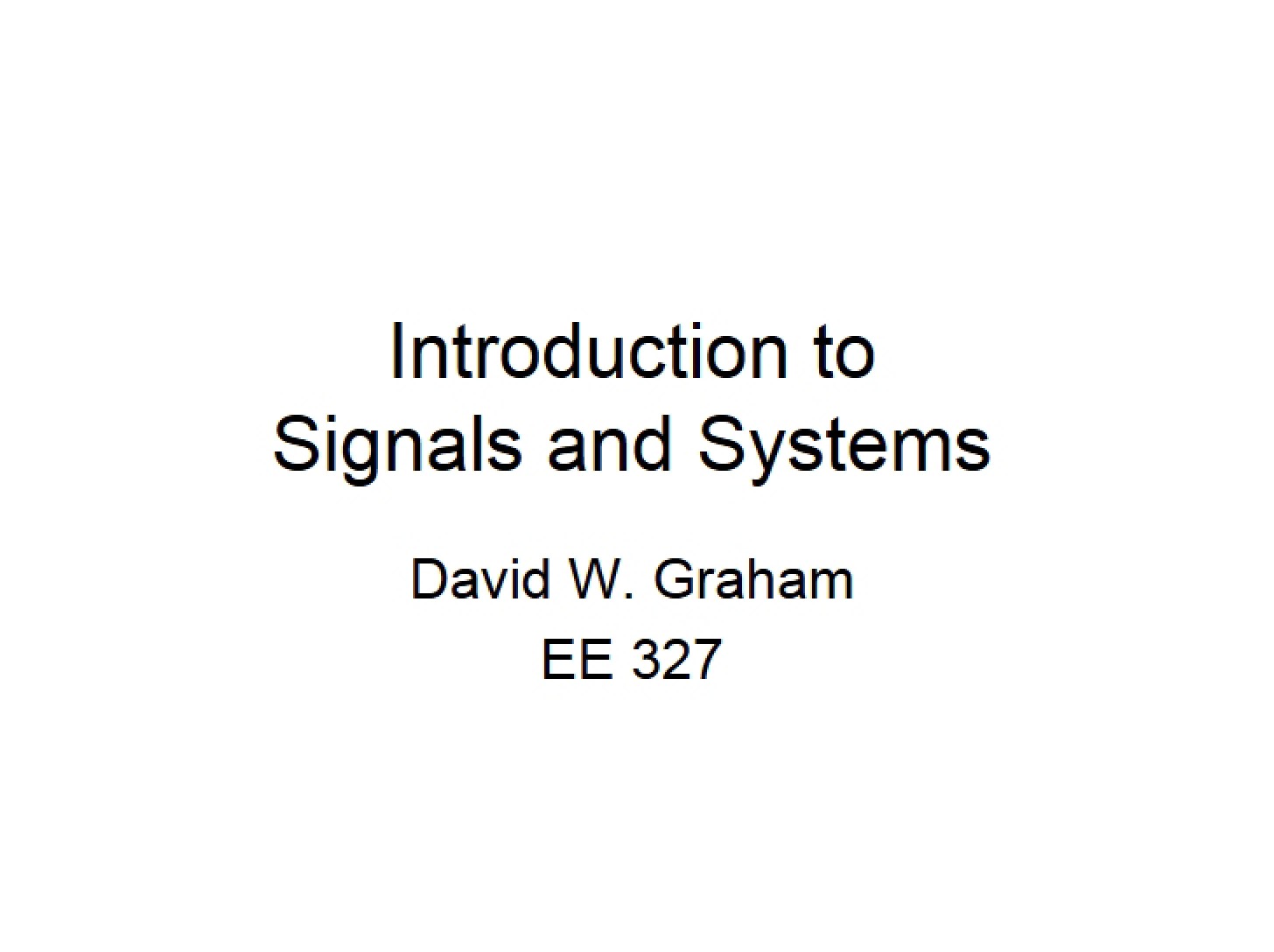 Signals and Systems Basics