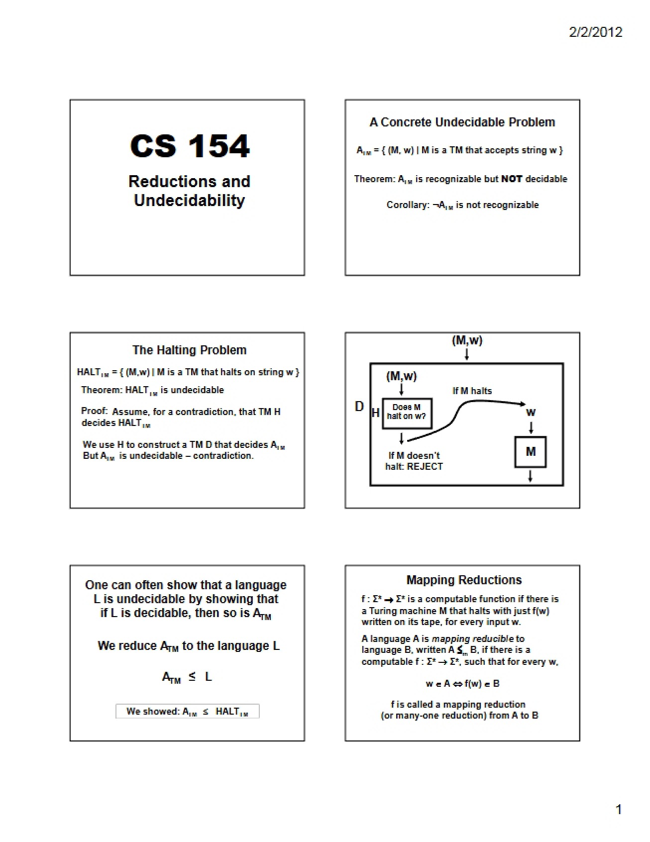 Automata and Complexity Theory Lecture Notes (Set 2)
