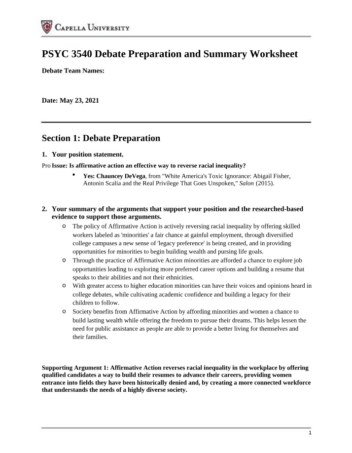 Cultural Psychology Debate Paper