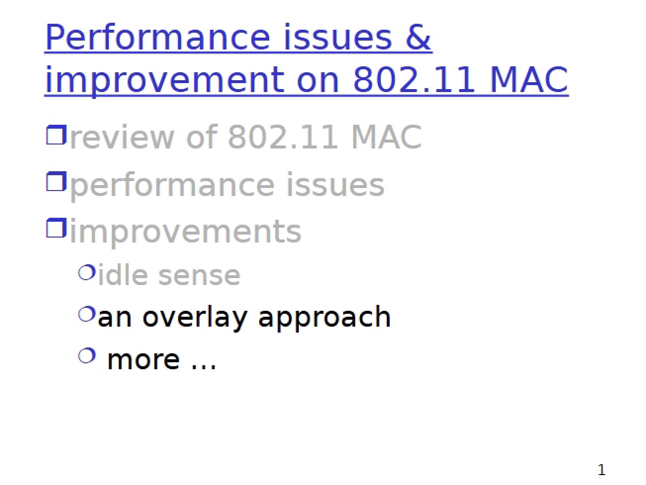 Performance Issues & Improvement on 802.11 MAC - 27 Pages