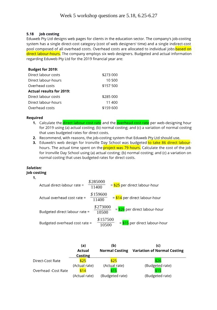 Questions for Week 5 Workshop