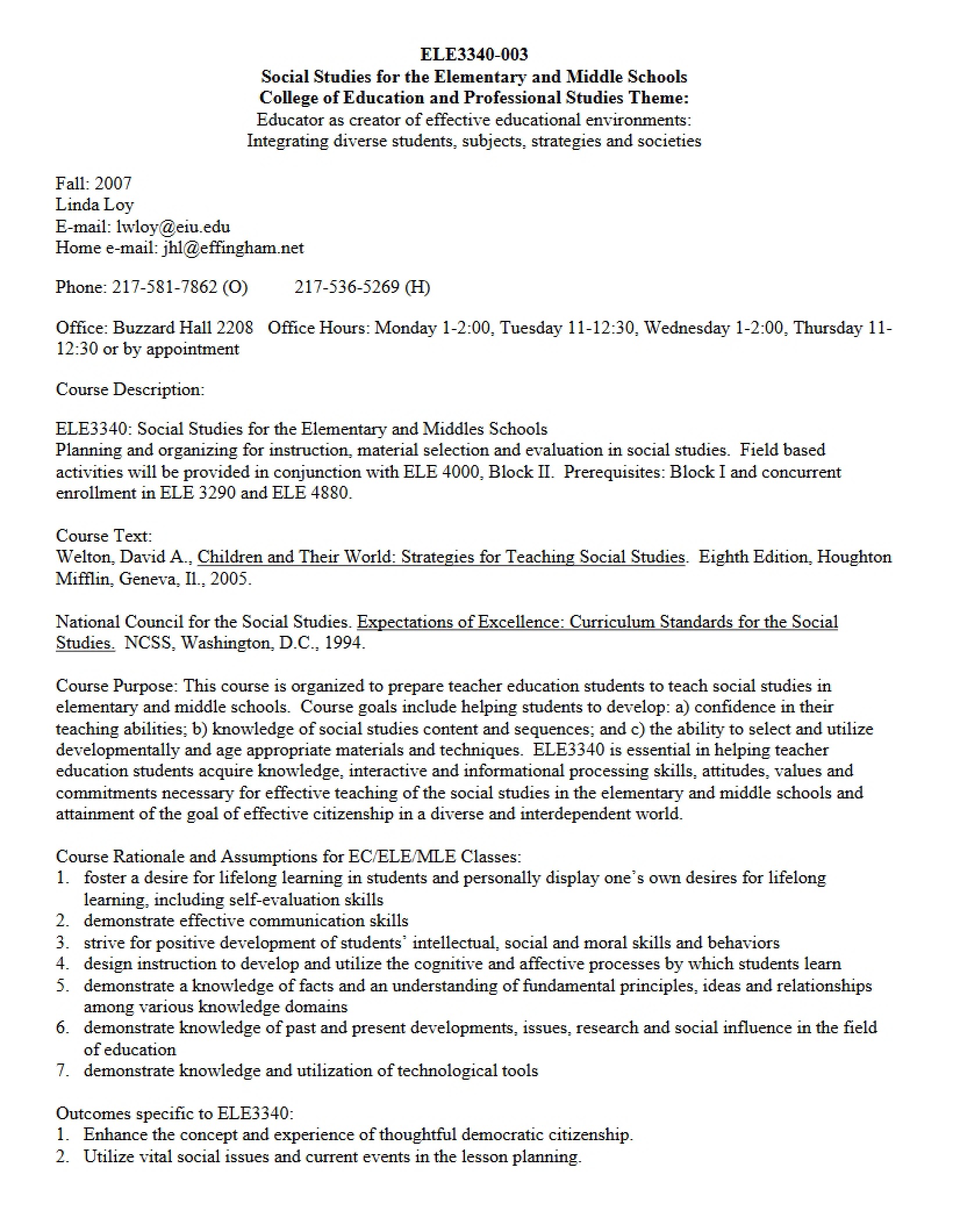 Syllabus - 3 Pages