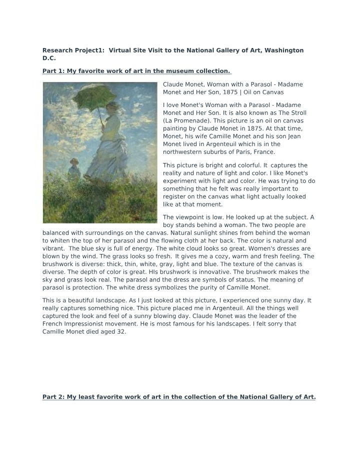Research Project 1 - National Gallery of Art Virtual Site Visit